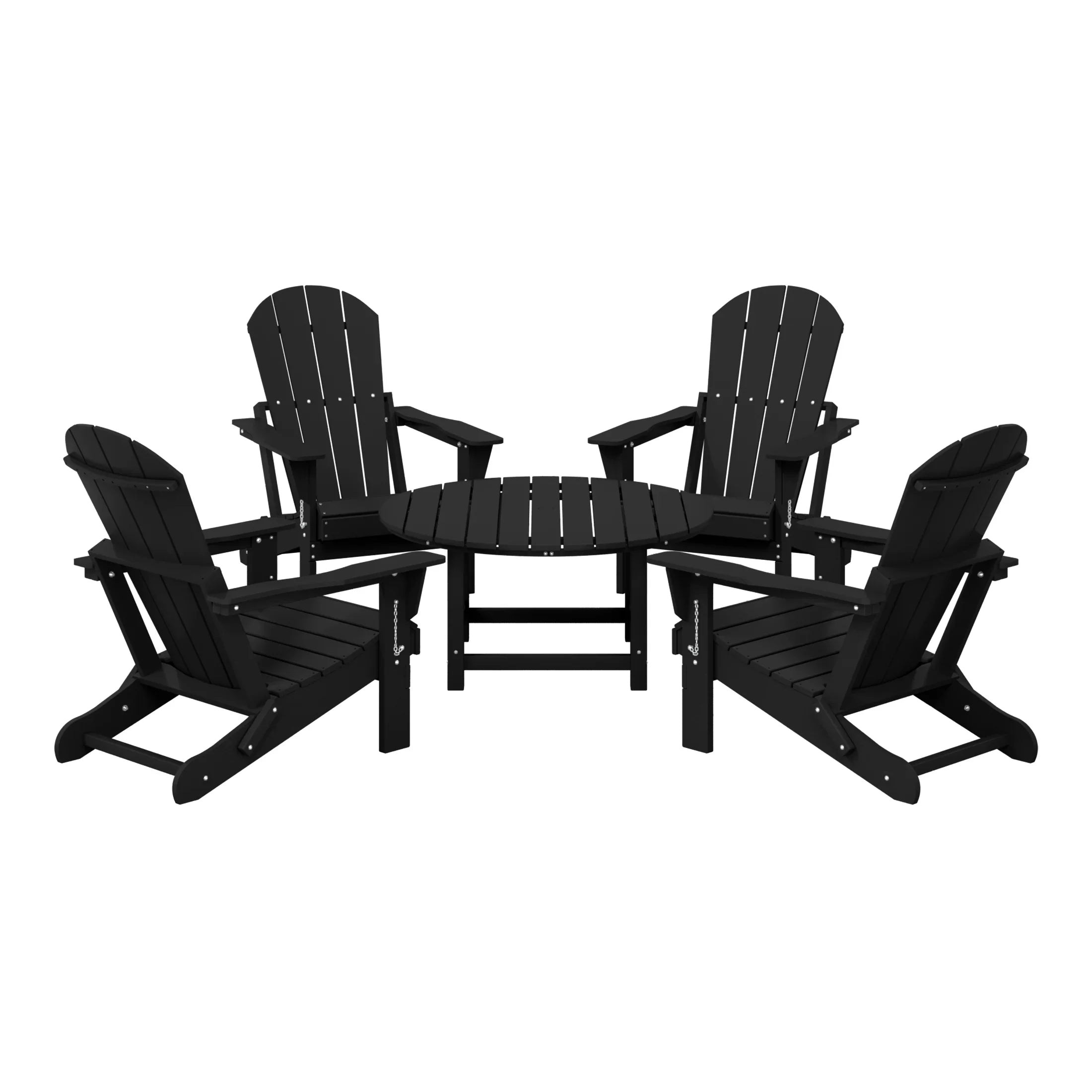Paradise 5-Piece HDPE Folding Adirondack Chair Outdoor Patio Conversation Set