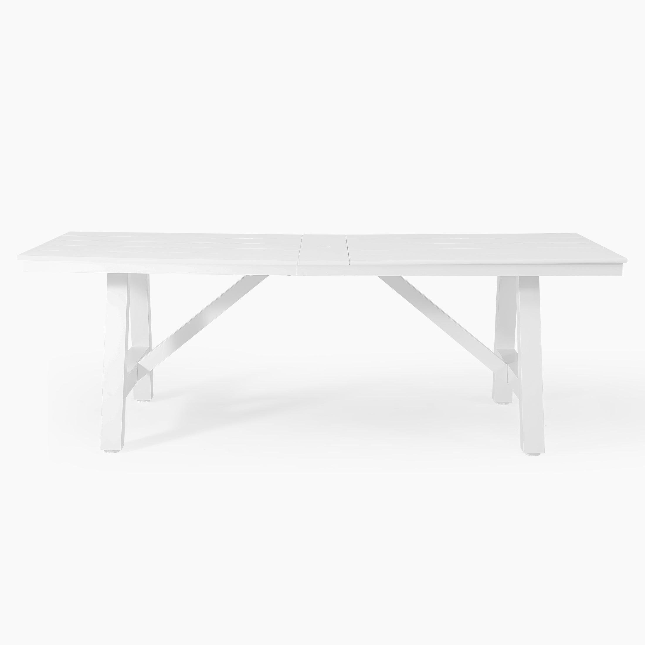 Stinson 90" HDPE Rectangle Outdoor Patio Dining Table With Umbrella Hole and Metal Frame