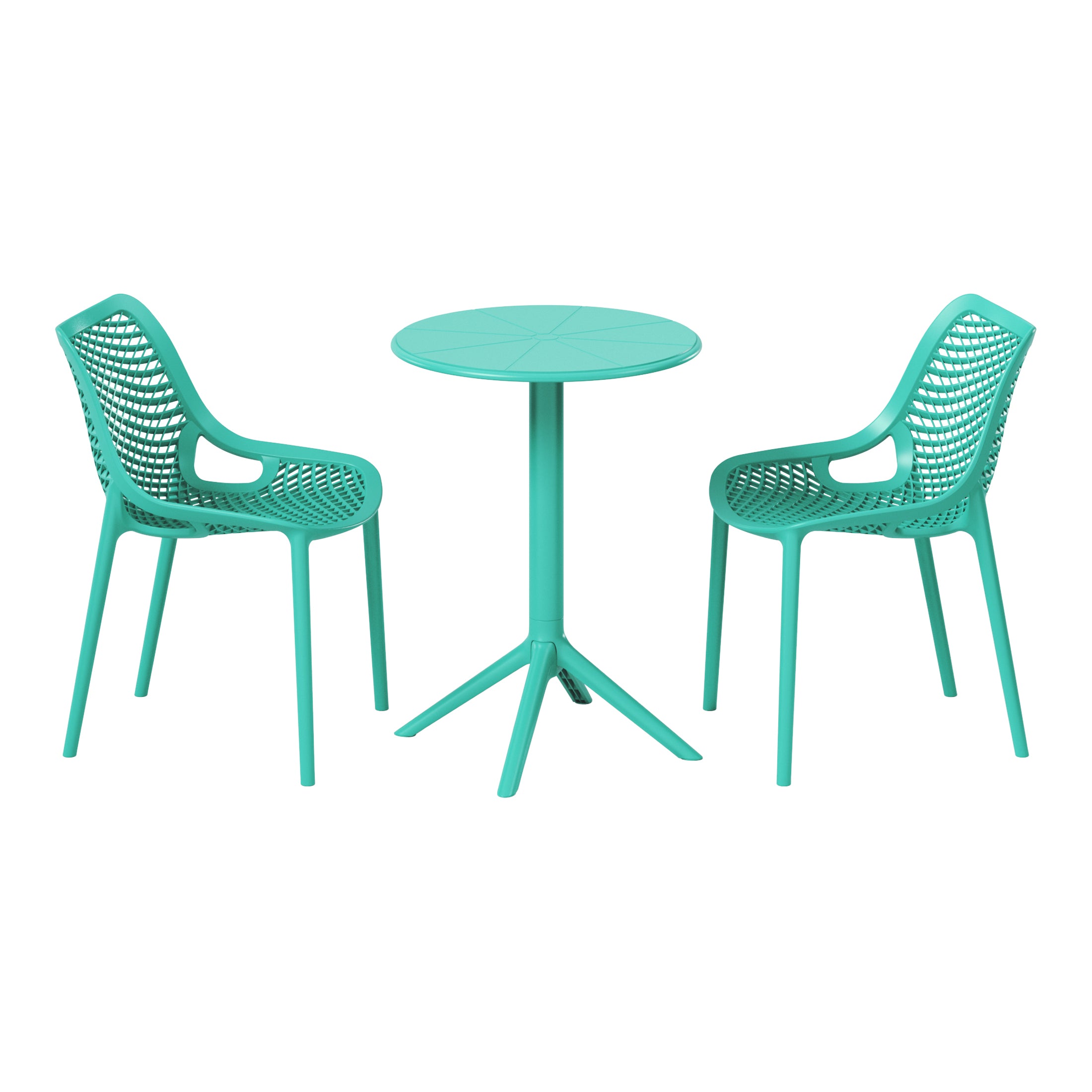 Sunshine 3-Piece Outdoor Resin Patio Bistro Set with Stackable Patio Dining Side Chairs