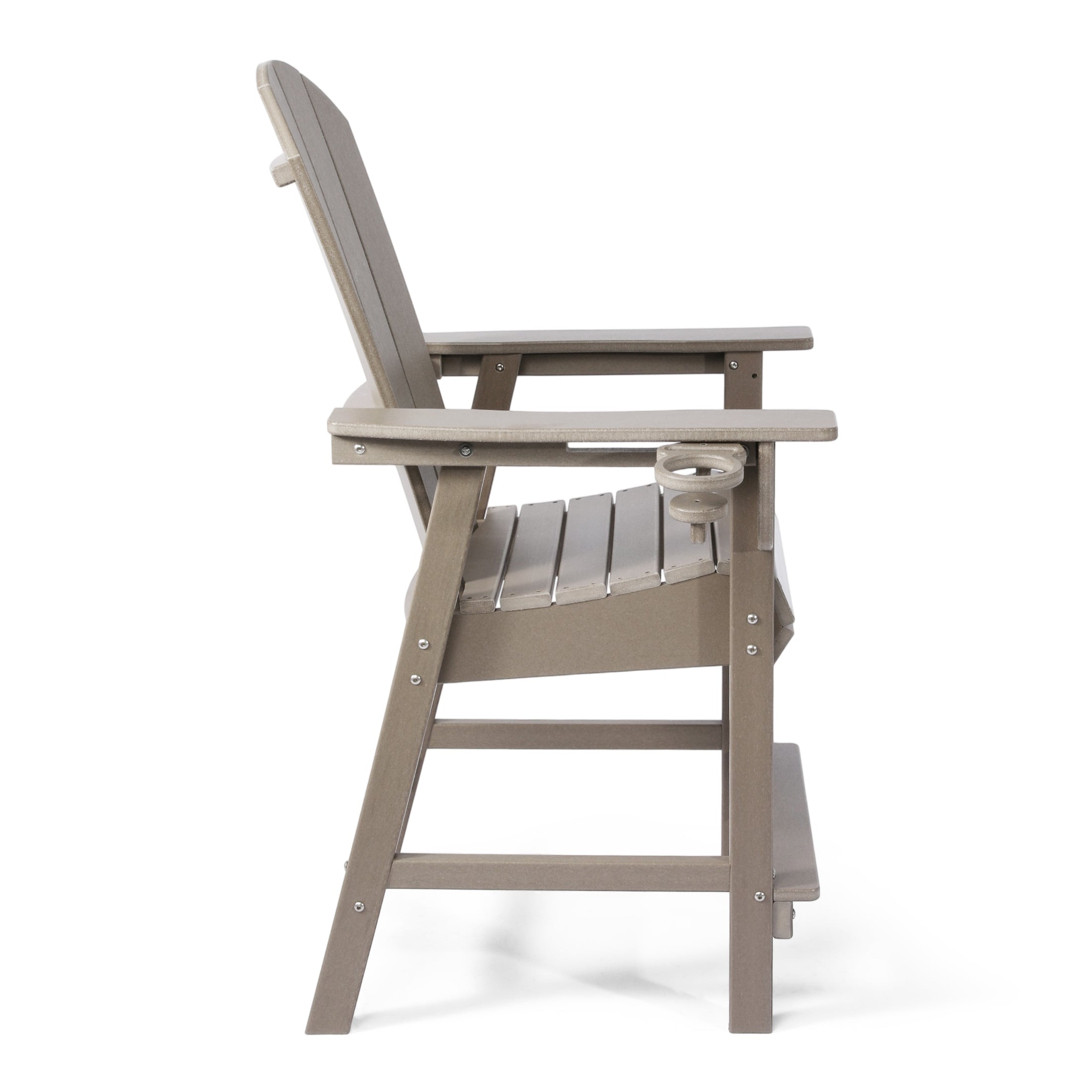 Paradise Outdoor HDPE Tall Adirondack Counter Height Bar Chair With Cup Holder