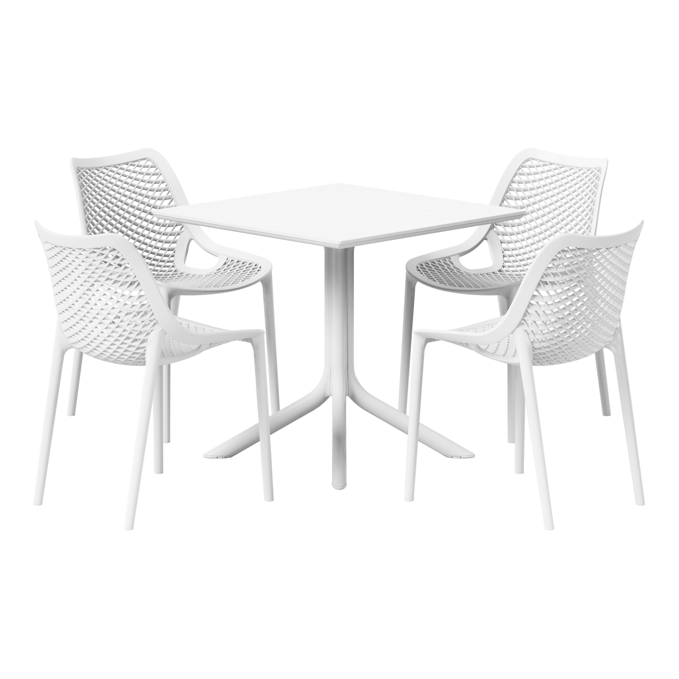 Sunshine 5-Piece Resin Square Patio Dining Table Set with Stackable Patio Dining Chairs
