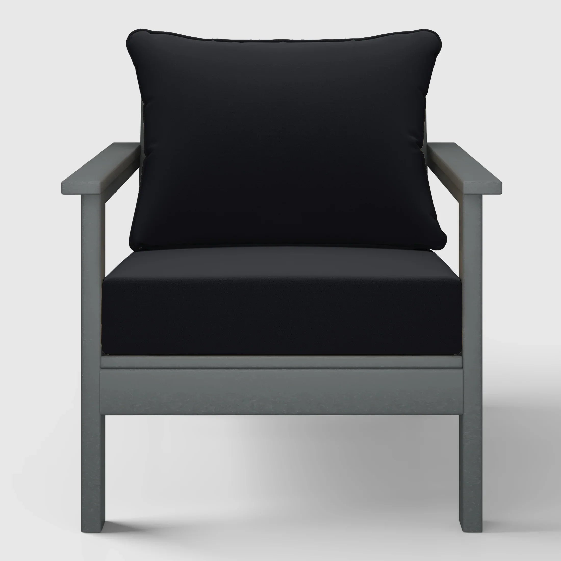 Portsmouth Outdoor Modern HDPE Patio Club Chair with Deep Seat Cushions