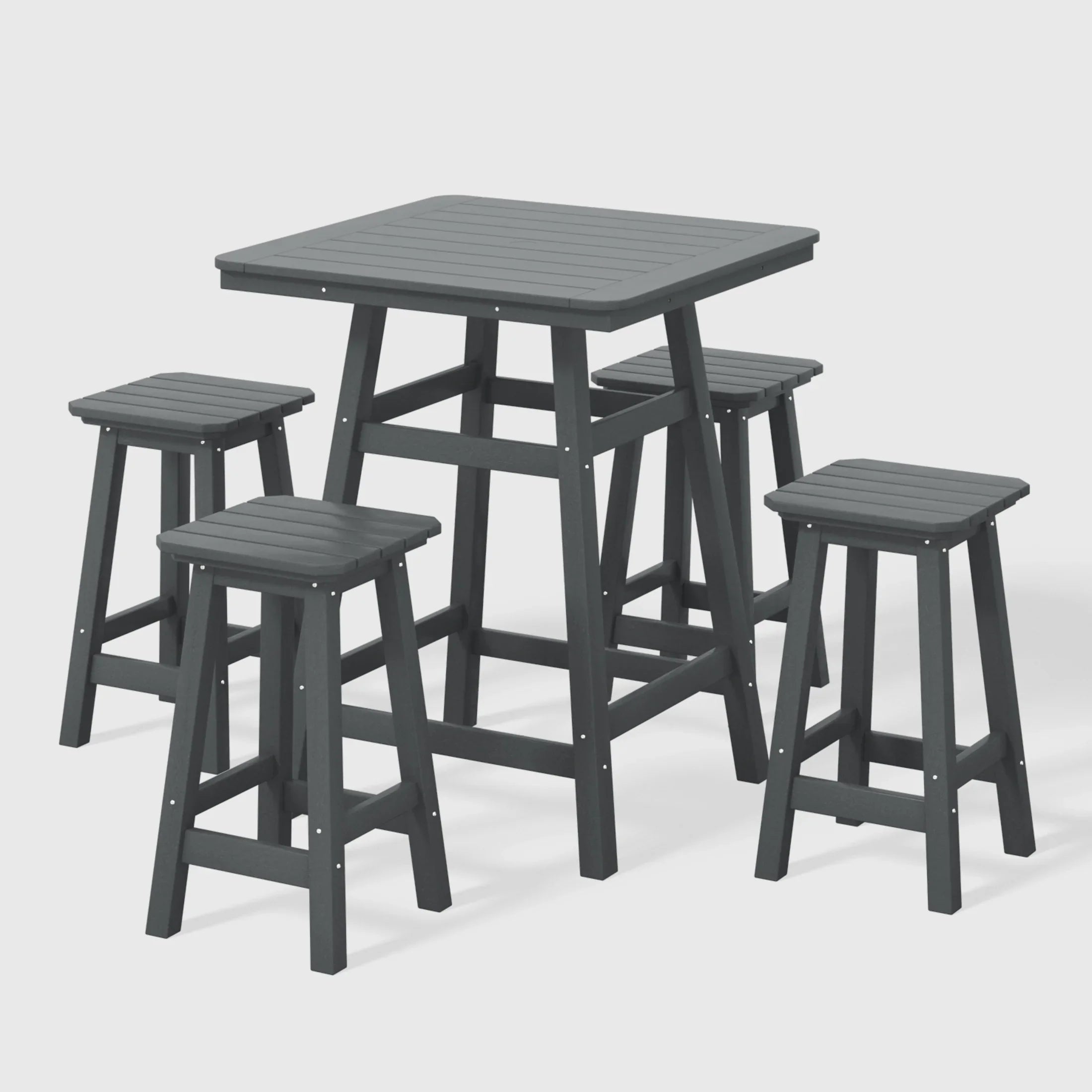 Paradise 5-Piece HDPE Outdoor Patio Dining Bar Bistro Table Set with Counter High Bar Stool