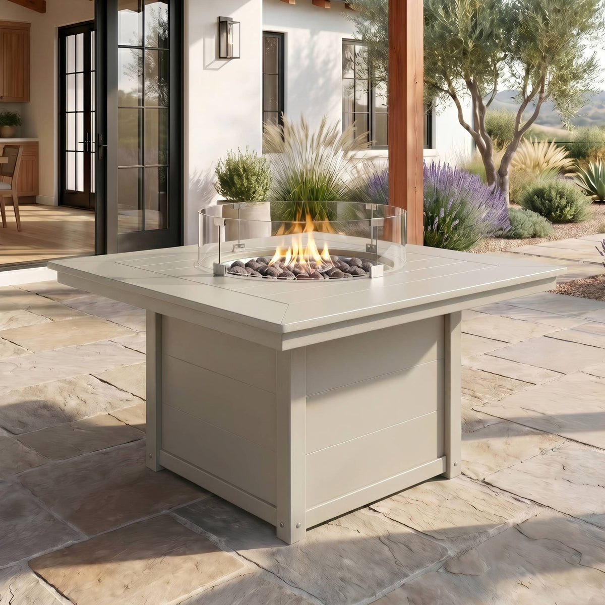 Sol 42" Modern Outdoor Patio Propane Square Fire Pit Table