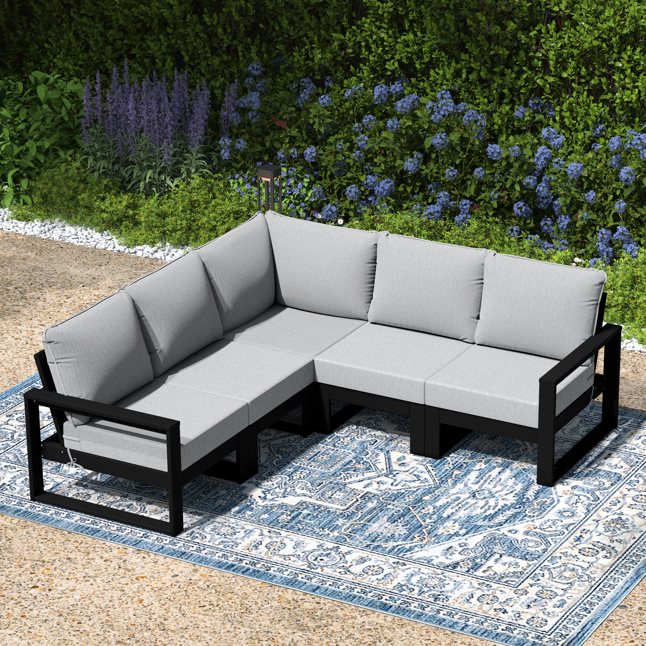 Rockaway 5-Piece Outdoor Patio Corner Sectional Sofa Conversation Set