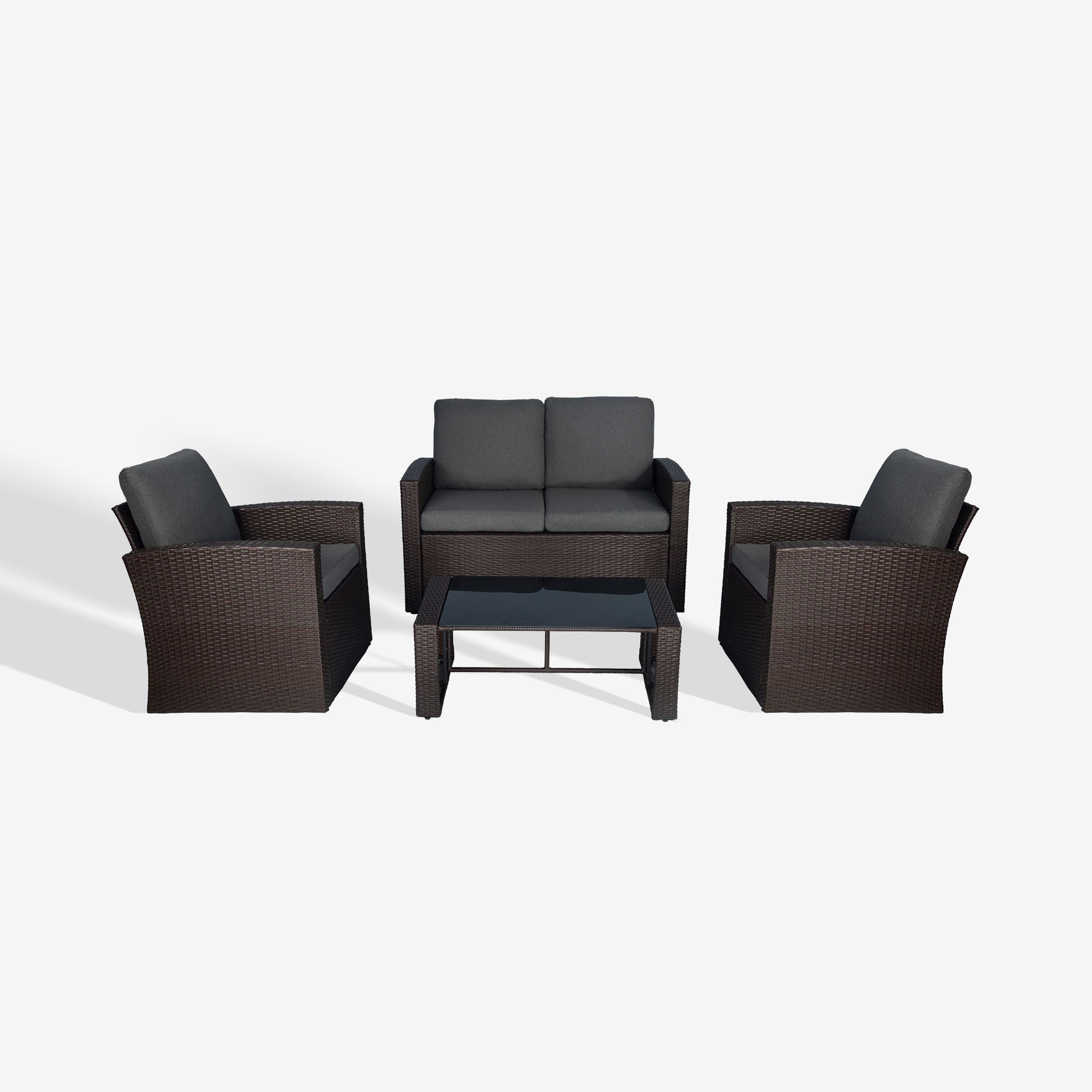 Rivera 4-Piece Outdoor Patio Wicker Rattan Conversation Set with Cushions