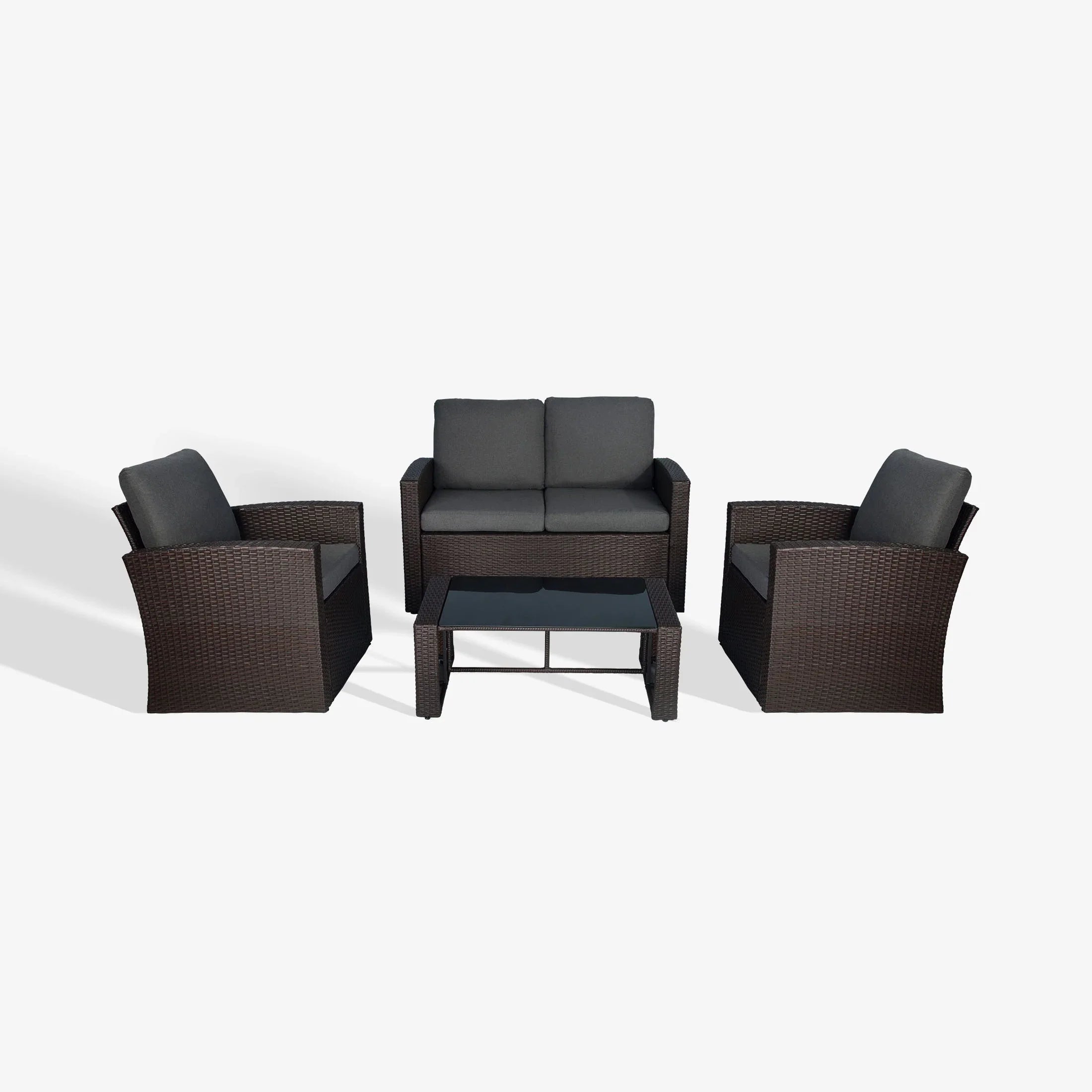 Rivera 4-Piece Outdoor Patio Wicker Rattan Conversation Set with Cushions