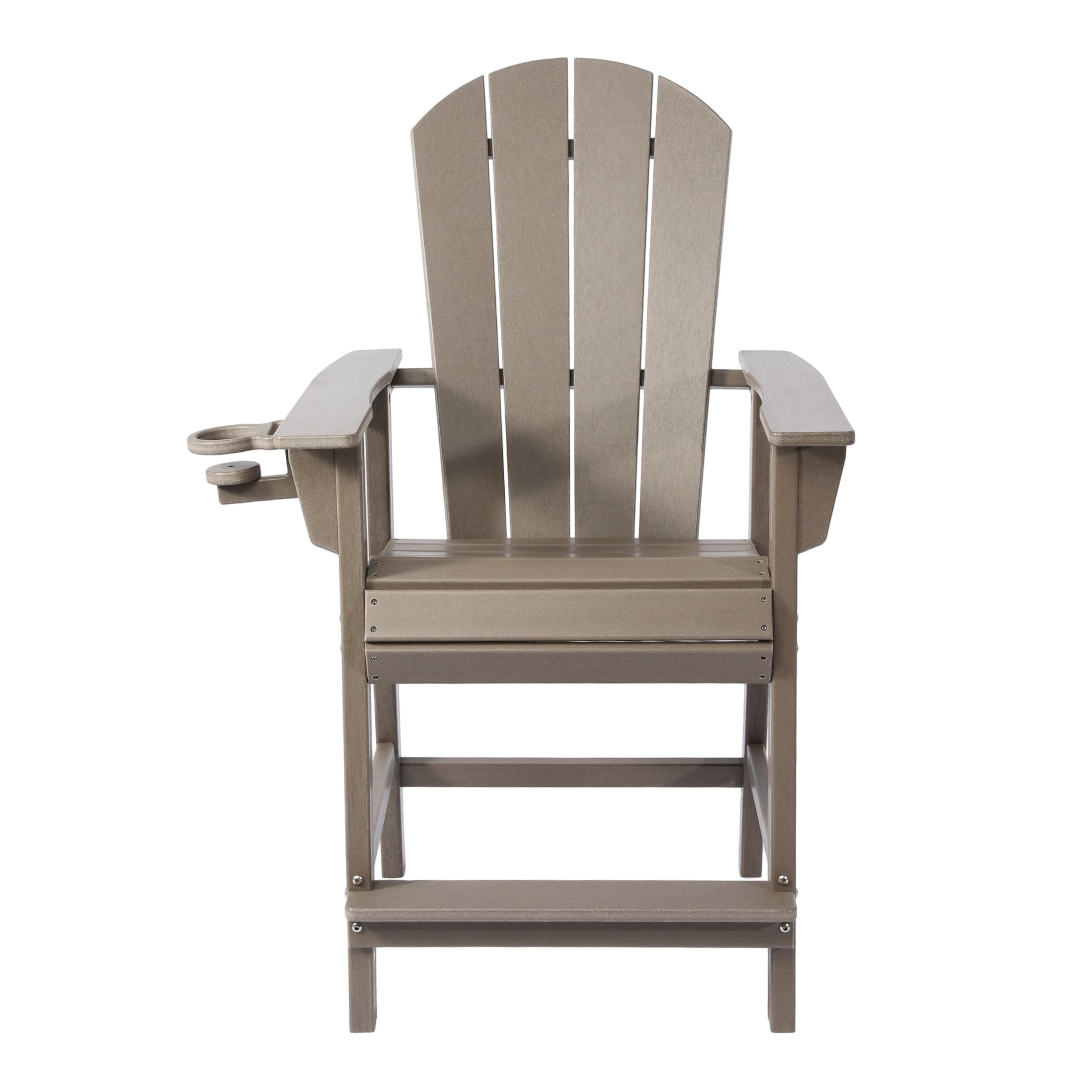 Paradise Outdoor HDPE Tall Adirondack Counter Height Bar Chair With Cup Holder