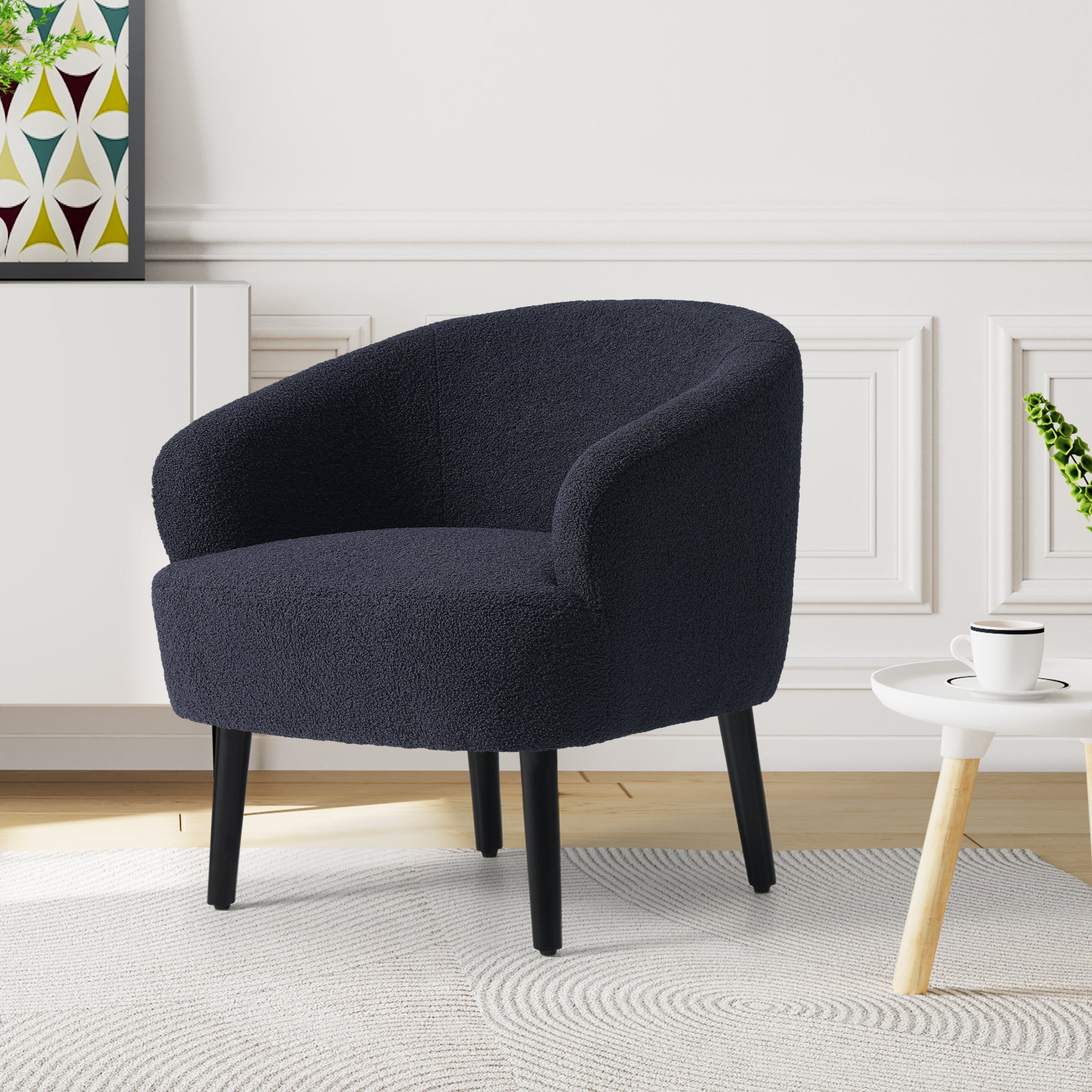 Celine 29" Wide Mid Century Modern Club Barrel Accent Armchair