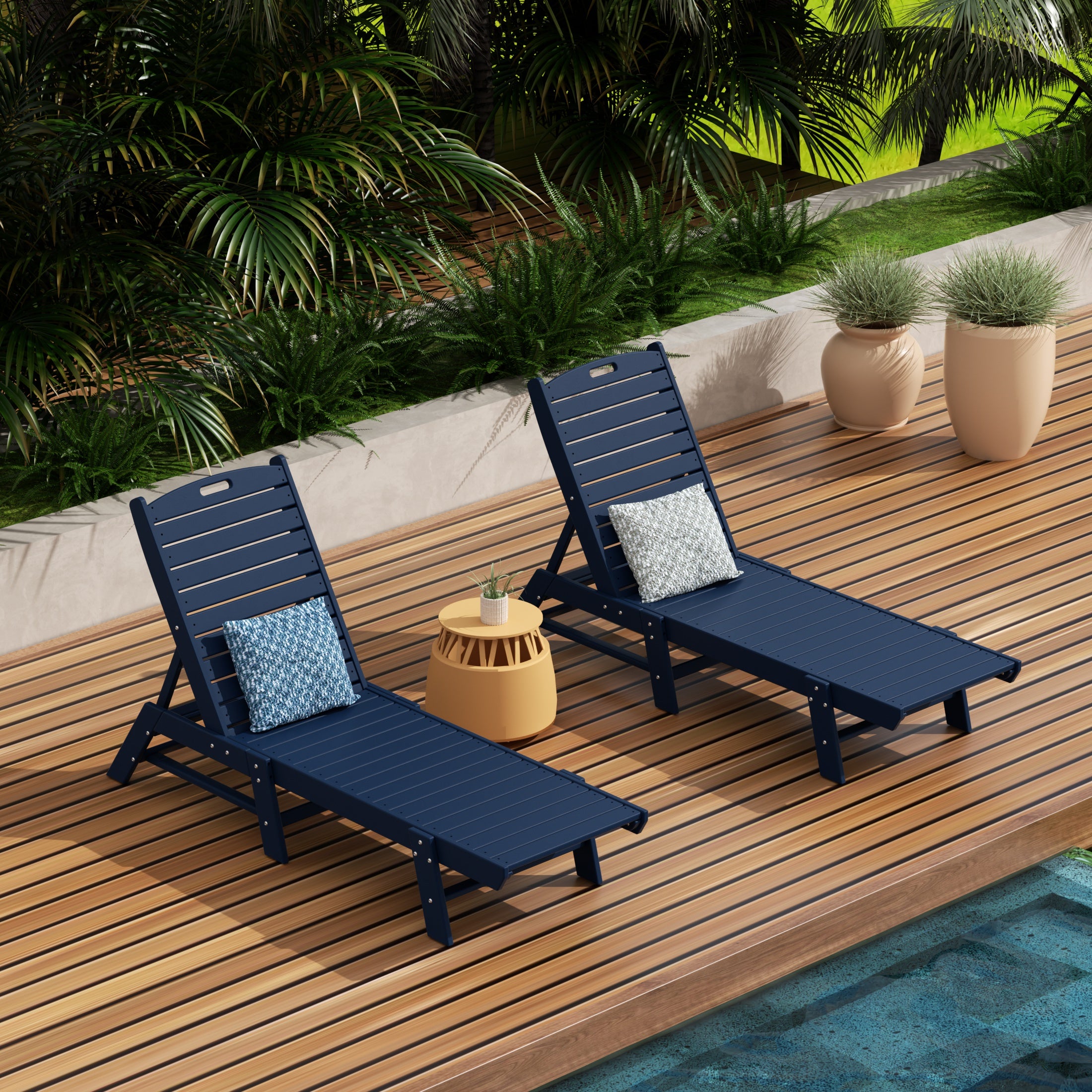 Paradise Poly Reclining Outdoor Patio Chaise Lounge Chair Adjustable (Set of 2)