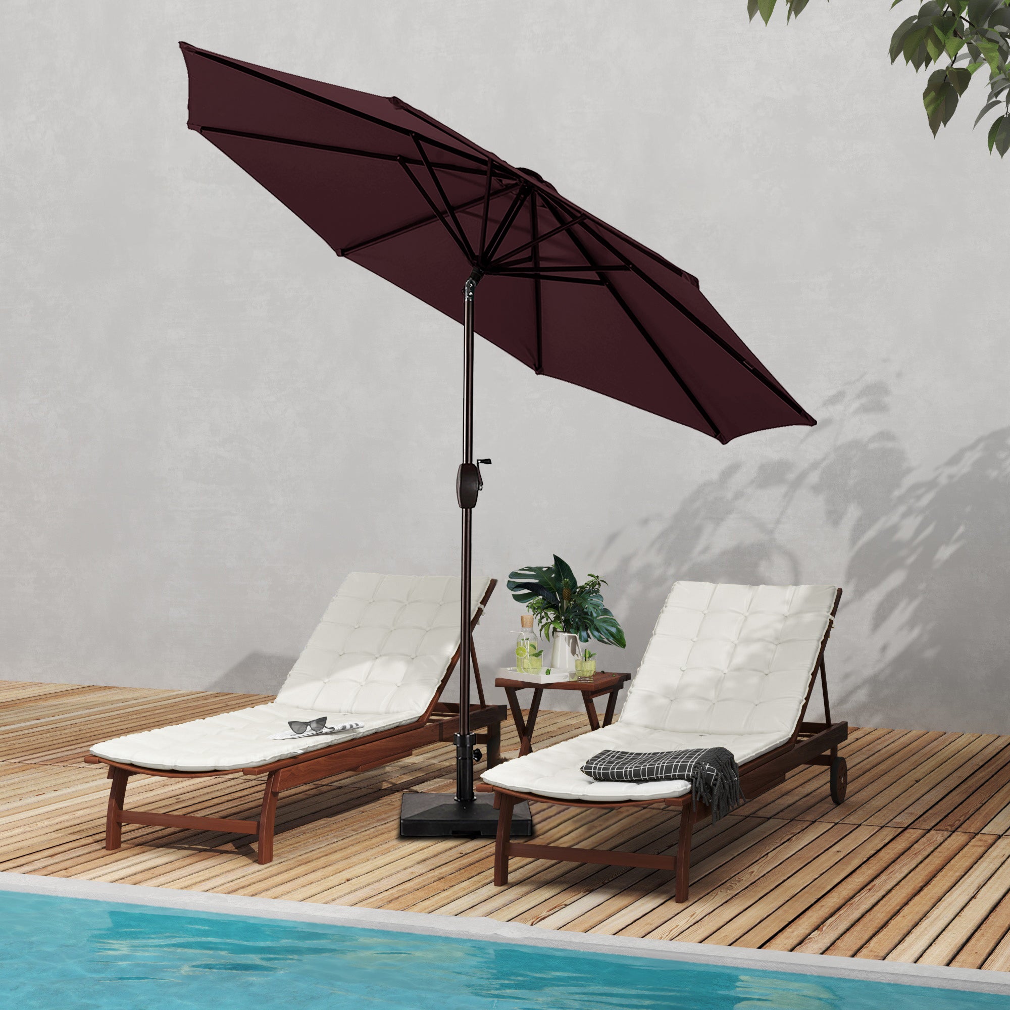 Cabana 9 ft. Patio Table Umbrella with 50 lbs concrete weight base kit