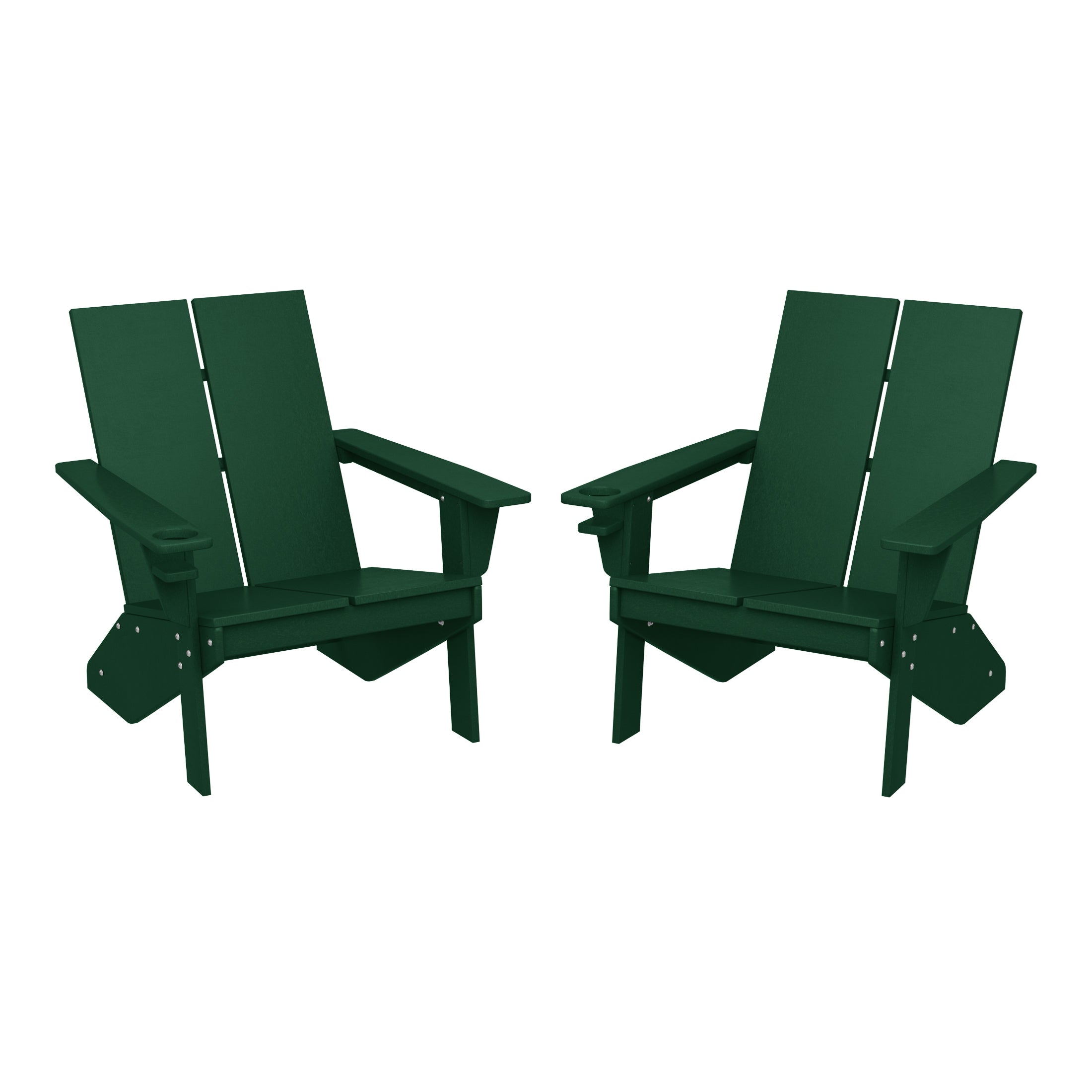 Seaview Outdoor HDPE Modern Adirondack Chair with Cup Holder (Set of 2)
