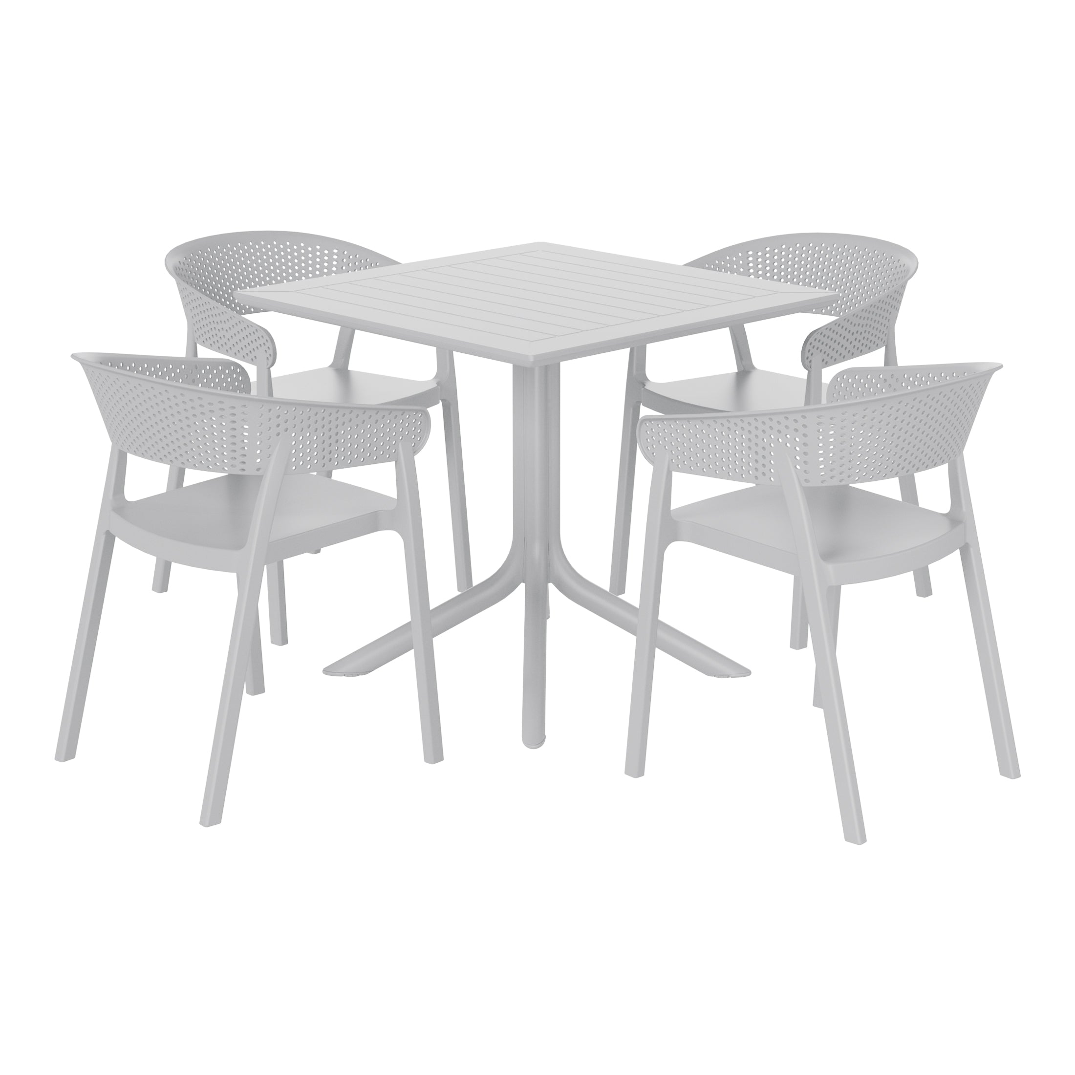 Sunshine 5-Piece Outdoor Resin Square Patio Dining Table Set with Stackable Patio Dining Chairs