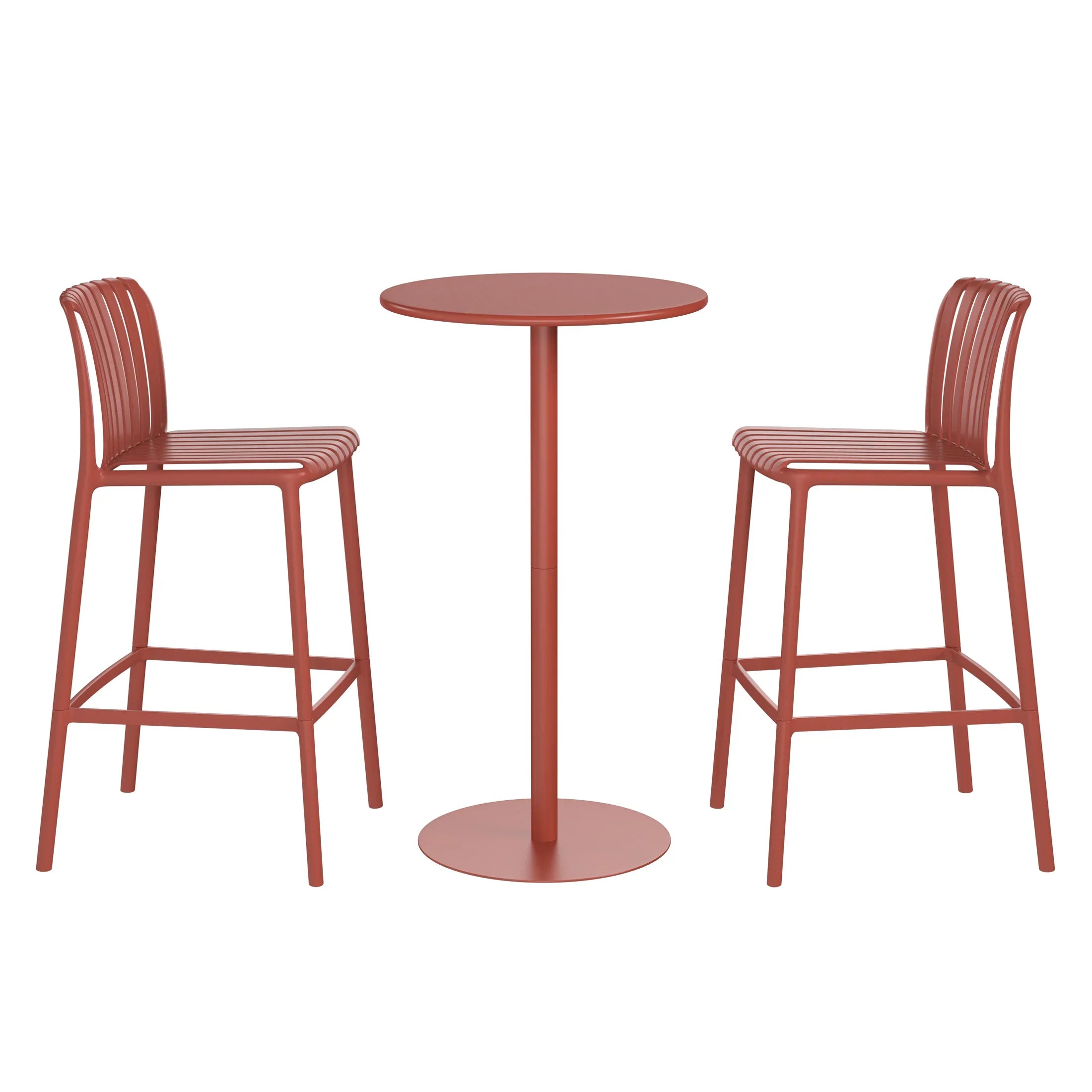 Sunshine 3-Piece Patio Adjustable Bar Table with Stackable Patio Bar Stools