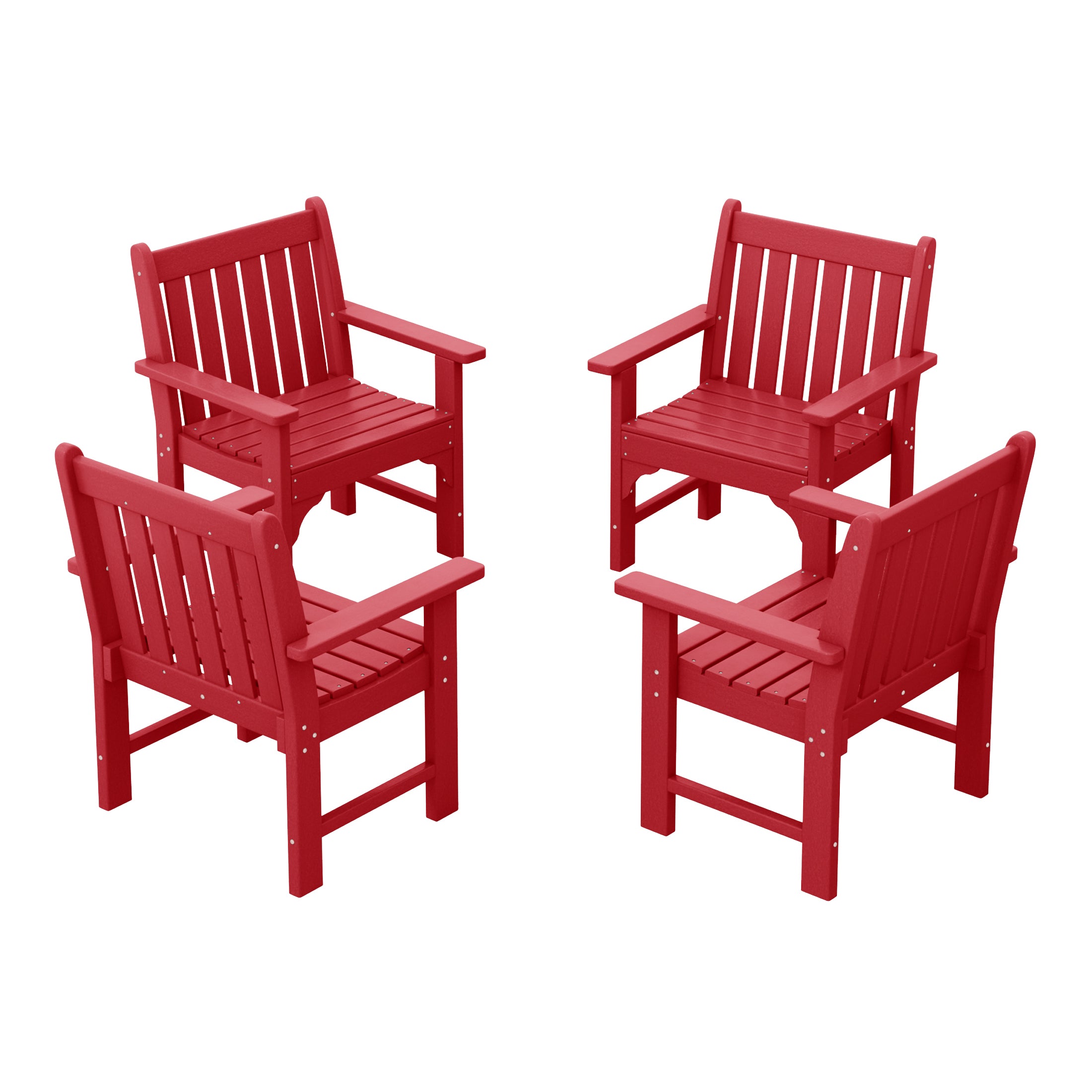 Paradise Outdoor Patio HDPE Adirondack Dining Arm Chairs (Set of 4)