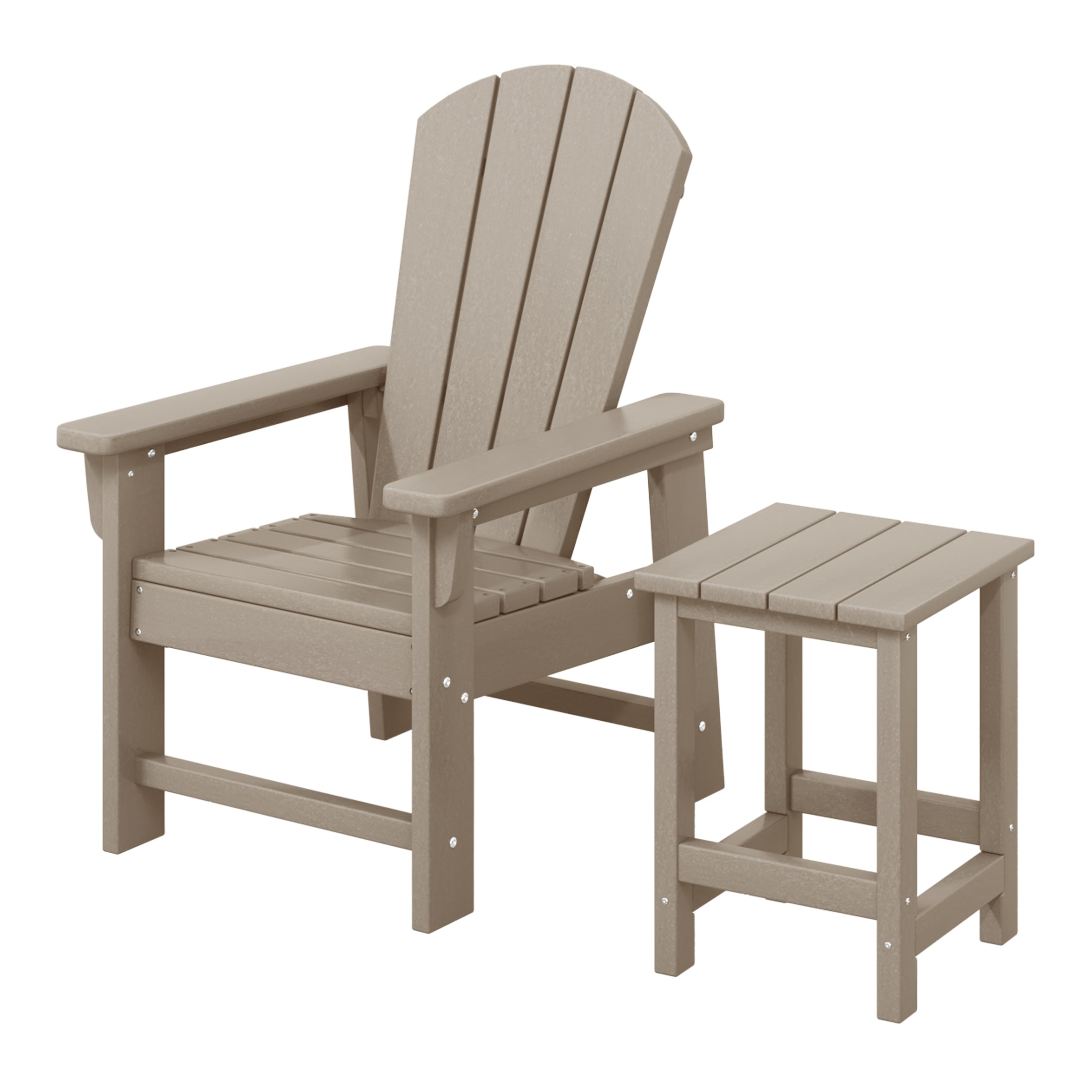 Paradise 2-Piece Kids Outdoor HDPE Adirondack Chair With Square Side Table Set