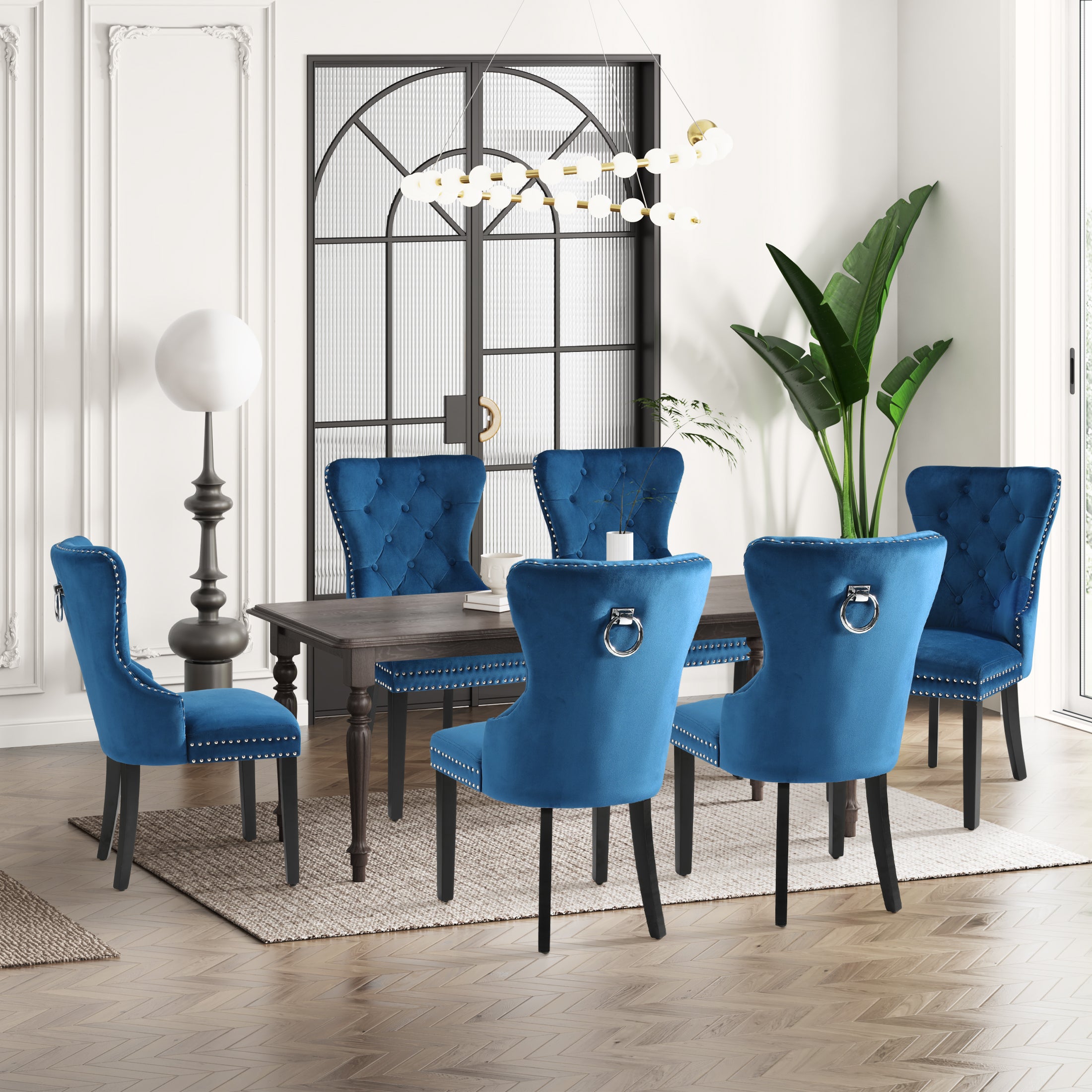 Hank Velvet Upholstered Tufted Dining Chairs (Set of 6)