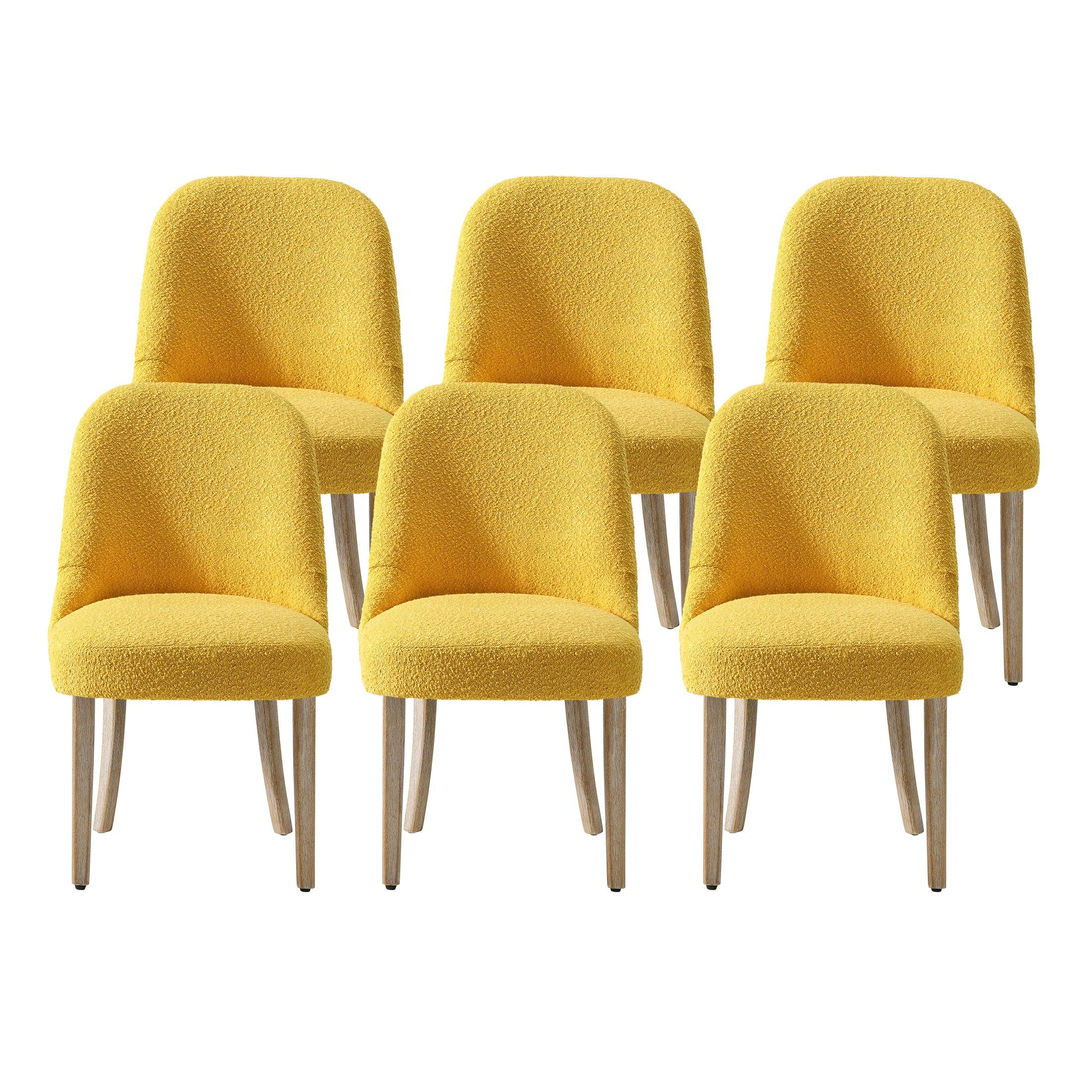 Amélie Mid-Century Modern Upholstered Boucle Dining Chair (Set of 6)