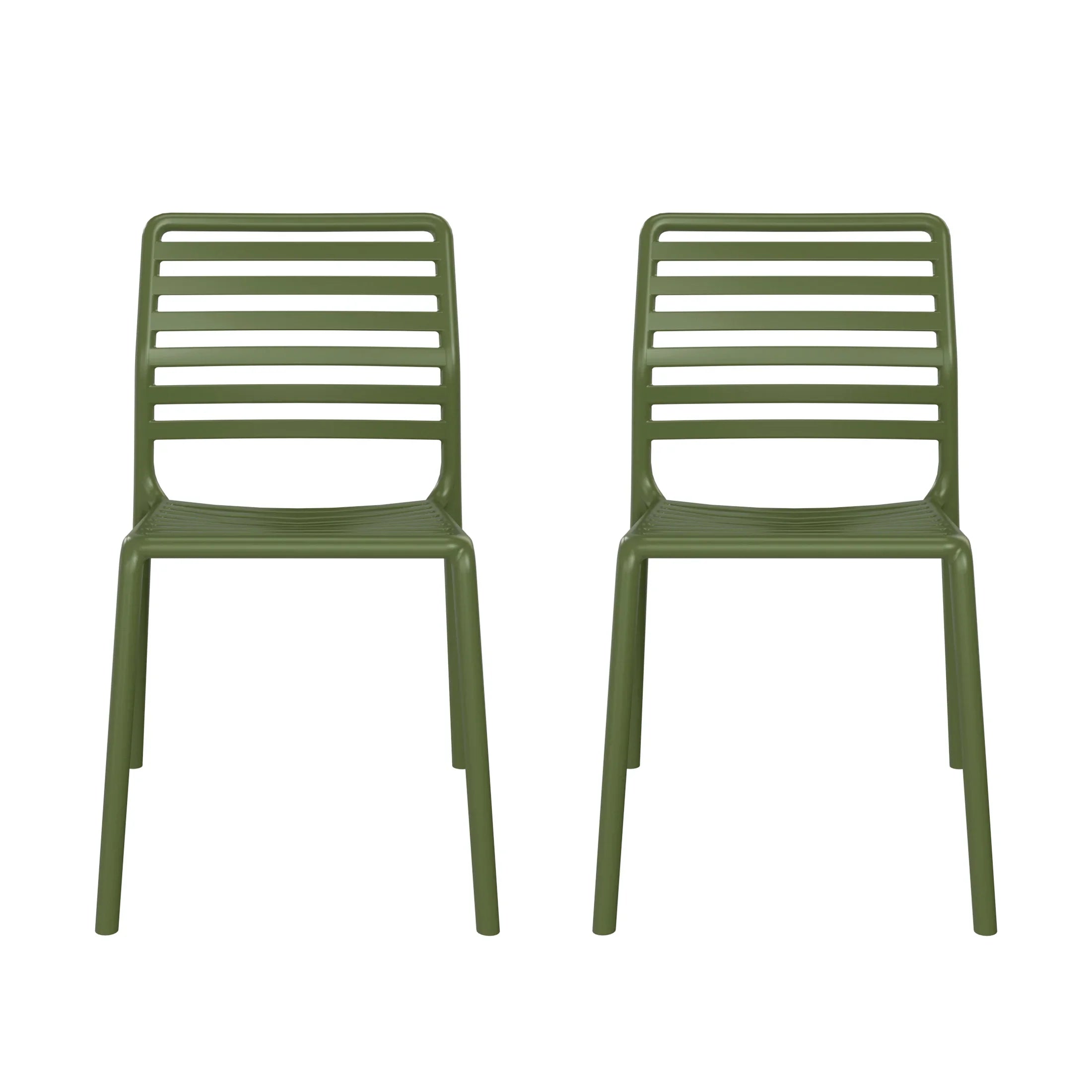 Sunshine Outdoor Stackable Polypropylene Plastic Resin Dining Side Chairs (Set of 2)