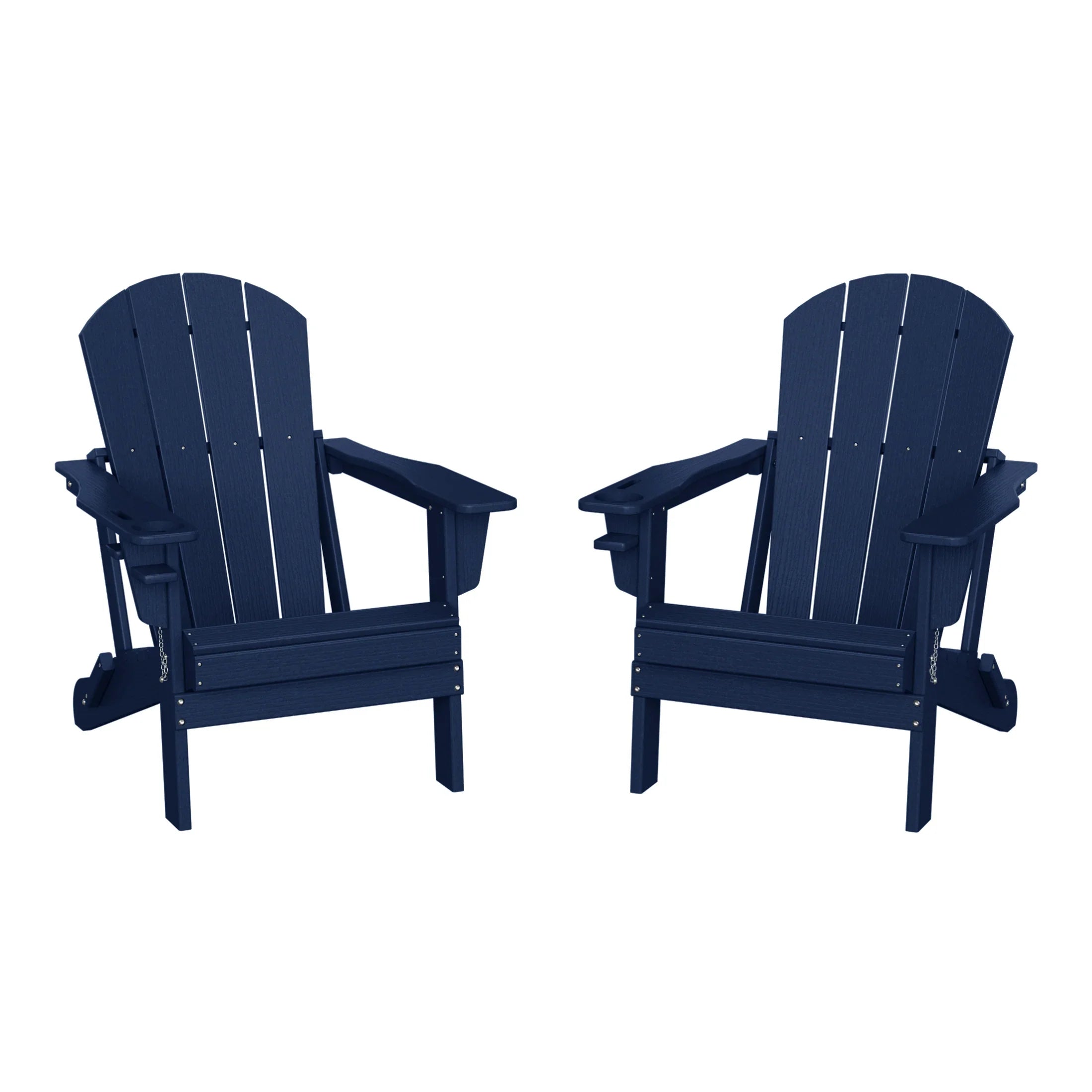 Rockport Outdoor Patio HDPE Resin Folding Adirondack Chairs With Cup Holder and Phone Holder (Set of Two)