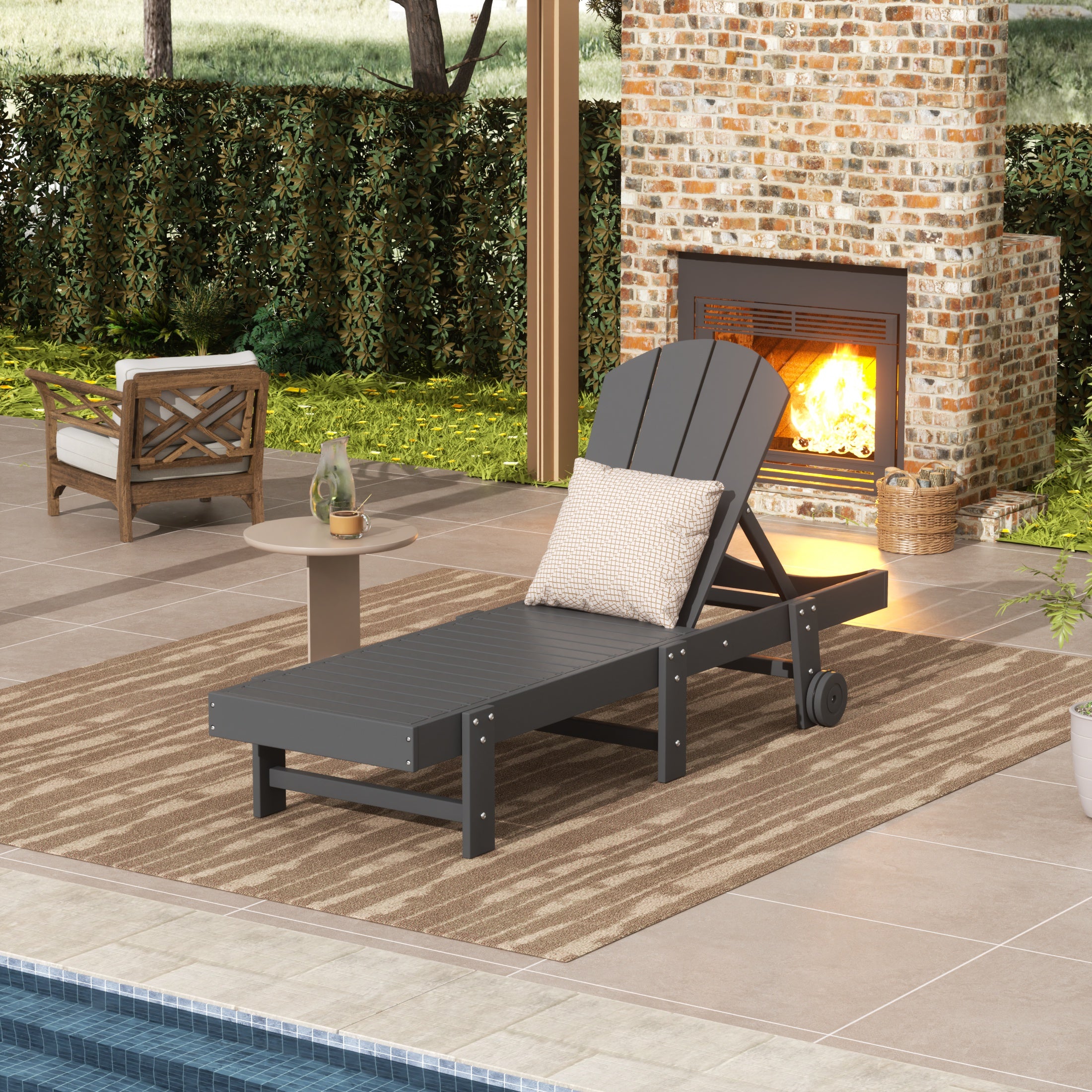 Paradise Adirondack Poly Reclining Chaise Lounge With Wheels