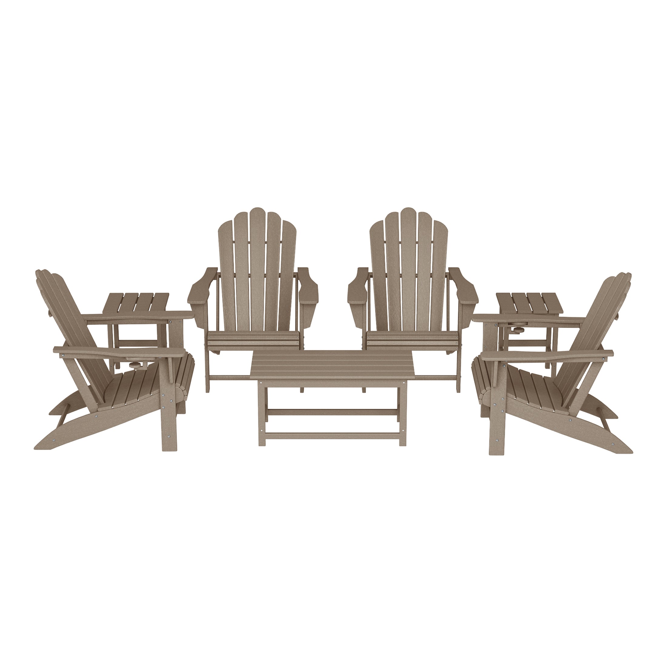 Lakeview 7-Piece HDPE Outdoor Patio Furniture Adirondack Conversation Set