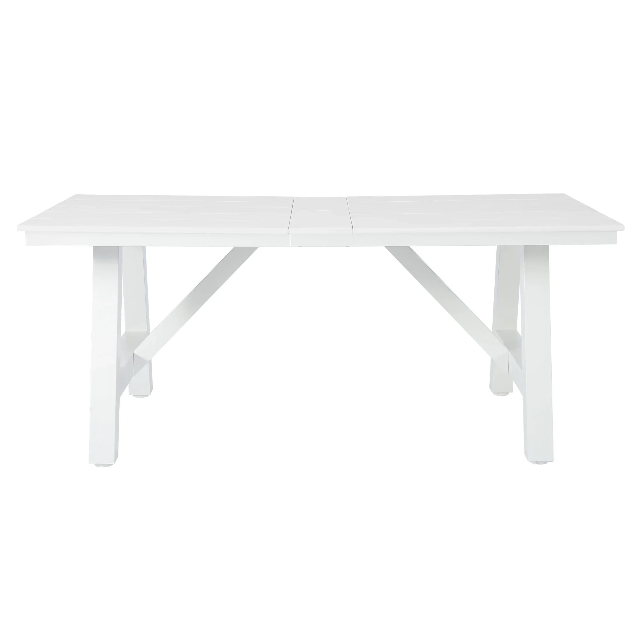 Stinson 72" HDPE Rectangle Outdoor Patio Dining Table With Umbrella Hole and Metal Frame