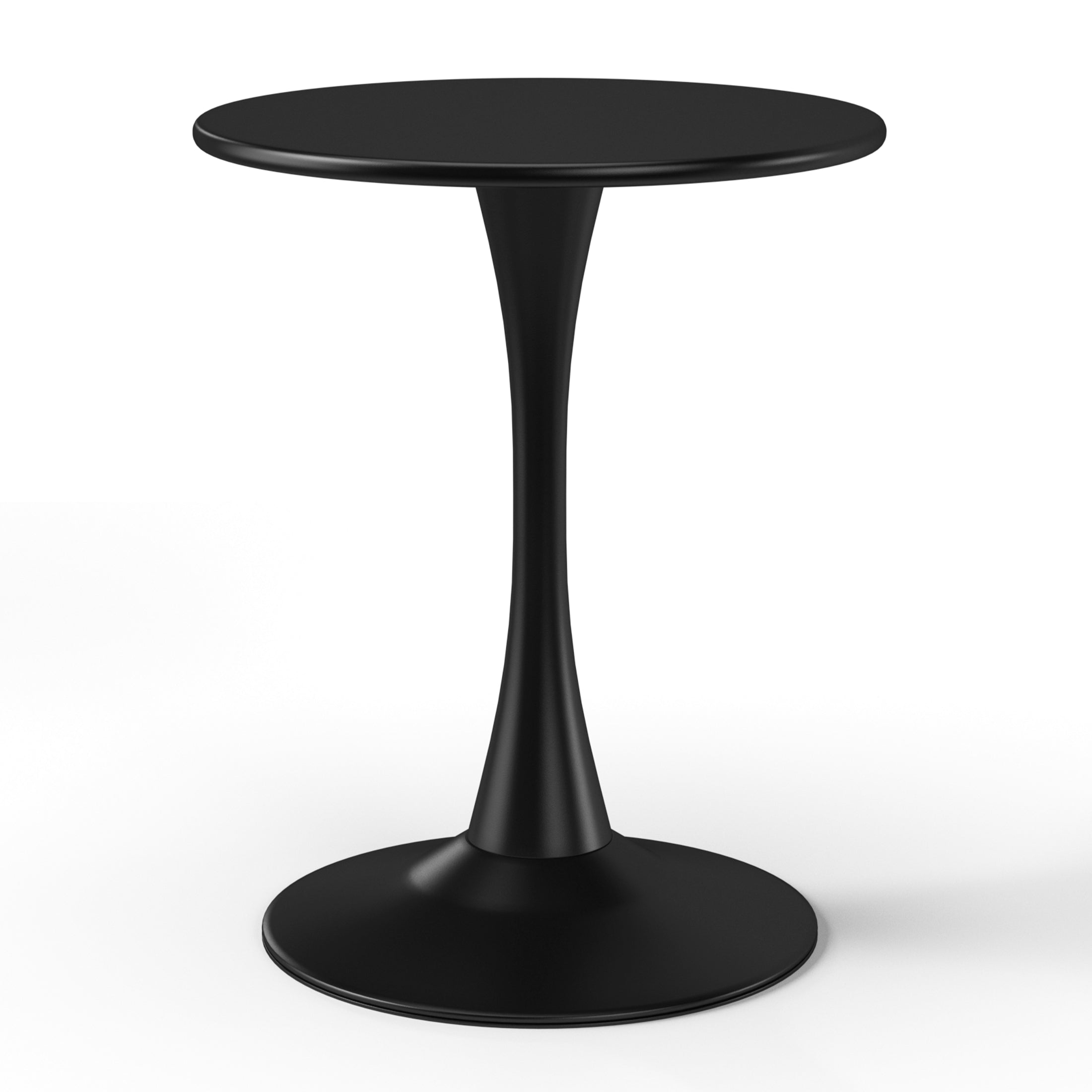 Sunshine 3-Piece Outdoor Round Metal Dining Table Set And Stackable Resin Patio Dining Side Chairs