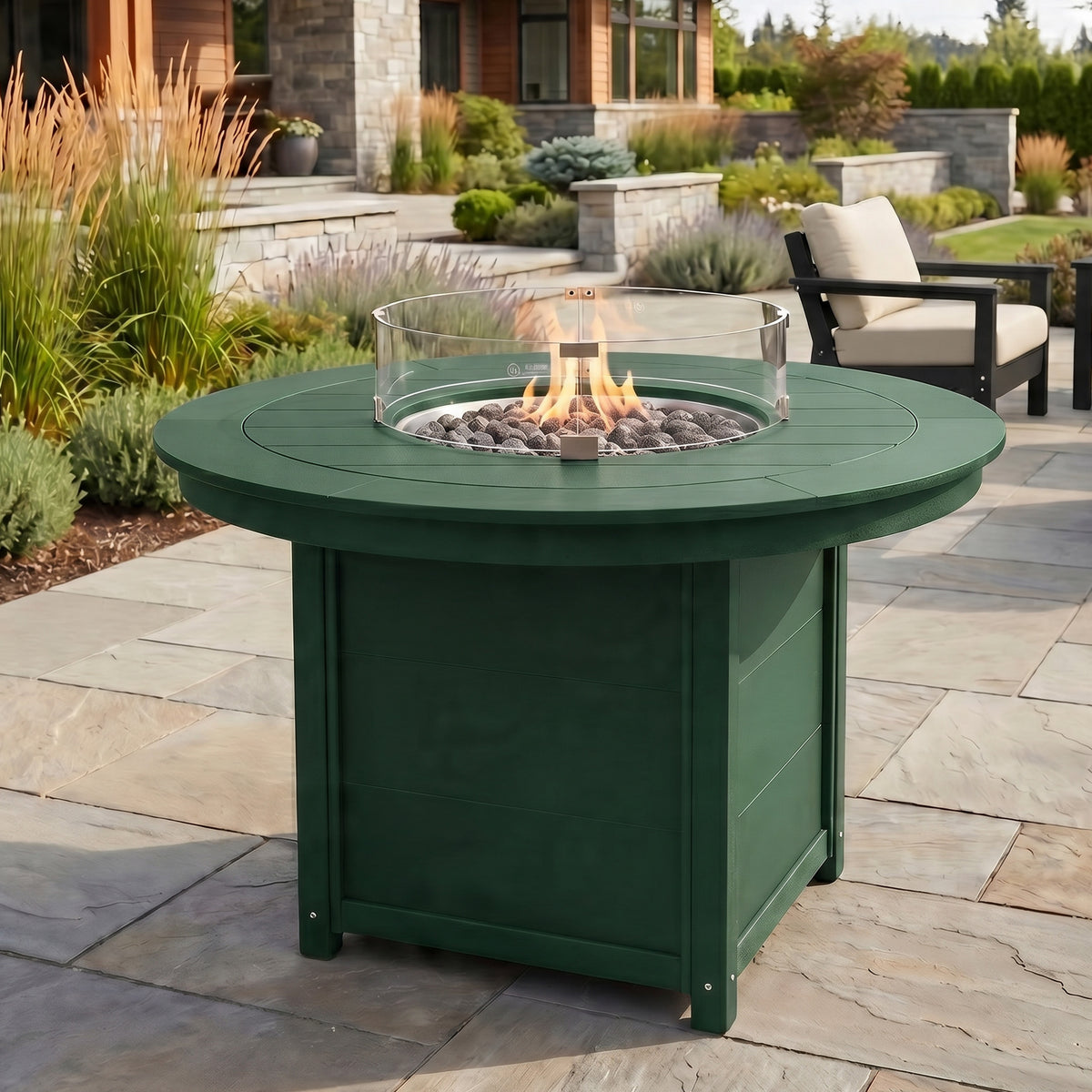 Sol 47" Modern Outdoor Patio Propane Gas Round Fire Pit Table