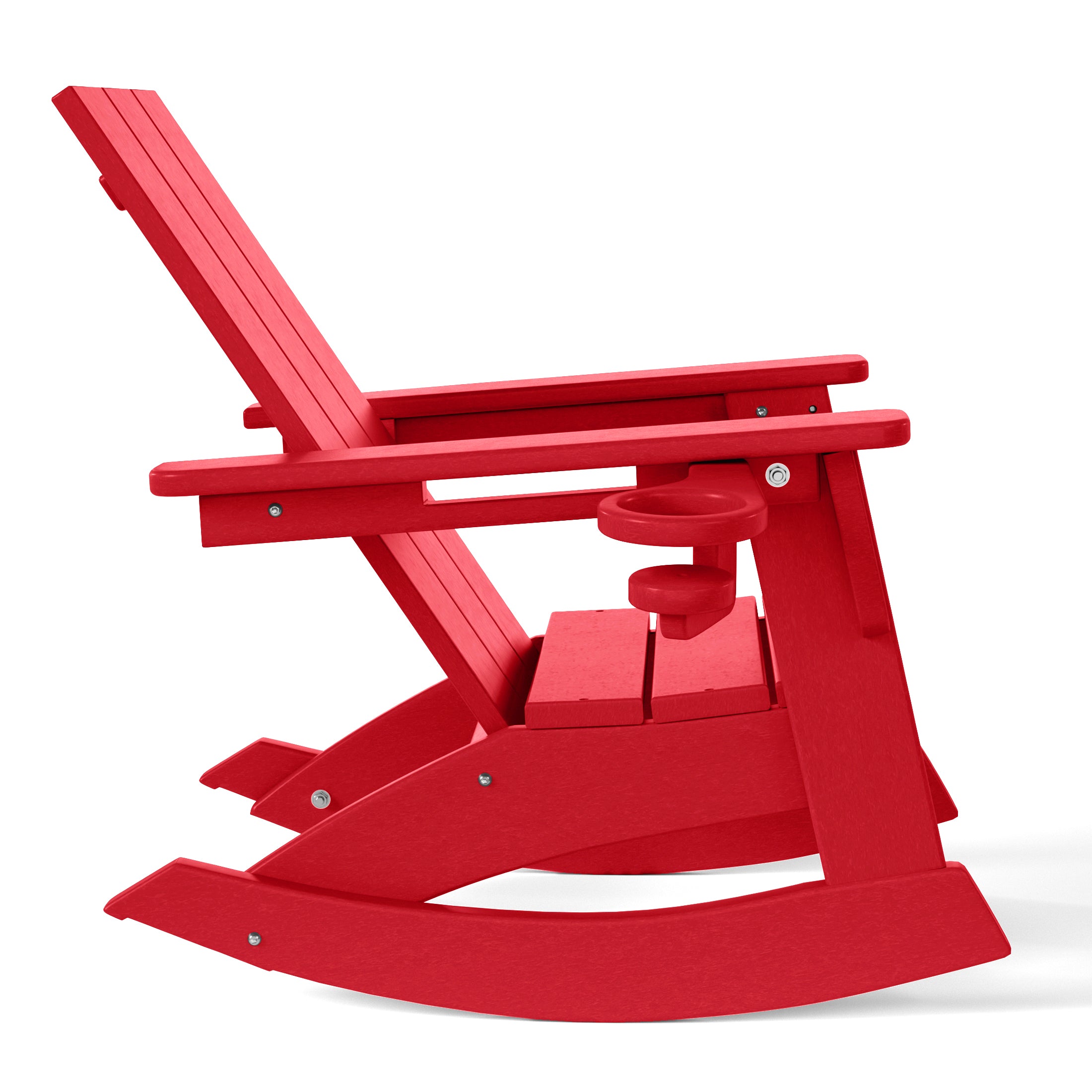 Palms 3-Piece Kids Modern Rocking Chair With Cup Holder and Square Side Table Set