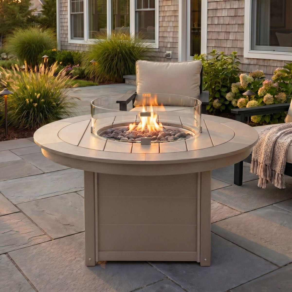 Sol 47" Modern Outdoor 55,000 BTU Patio Propane Round Fire Pit Table