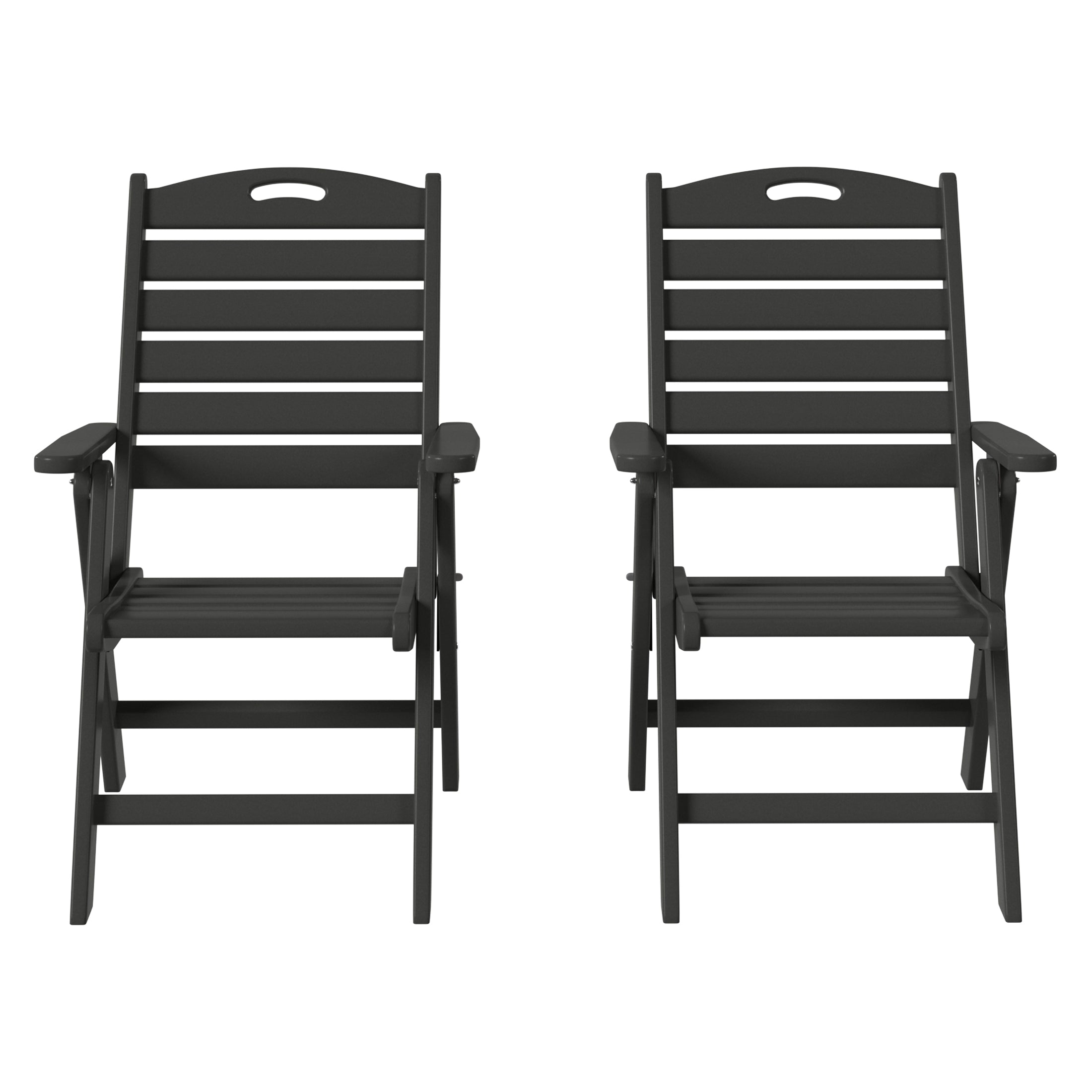 Cayman HDPE Adjustable Highback Folding Outdoor Patio Dining Chairs Set of 2