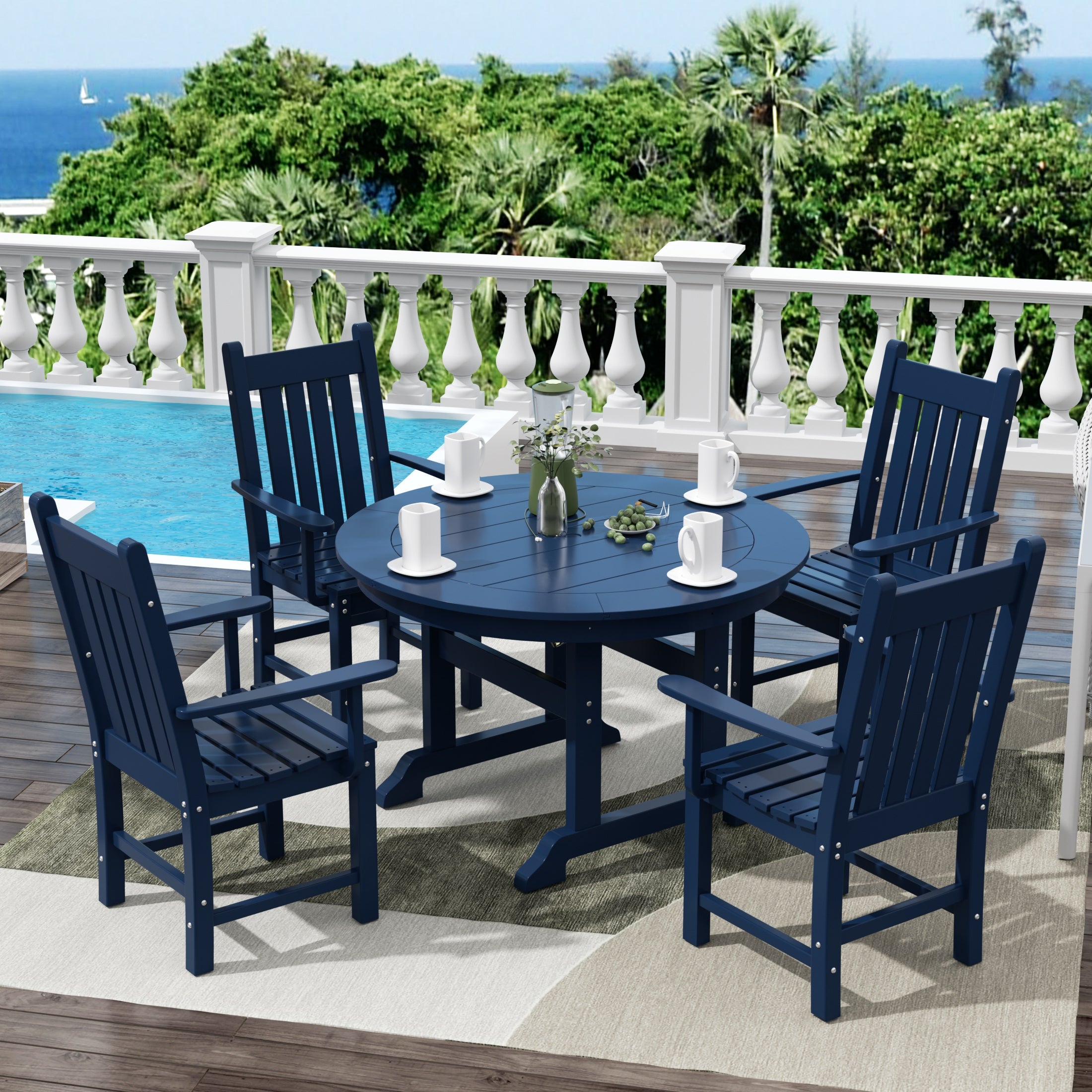 Paradise 5 Piece Outdoor Patio Dining Set Outdoor Round Table and Armchair Set