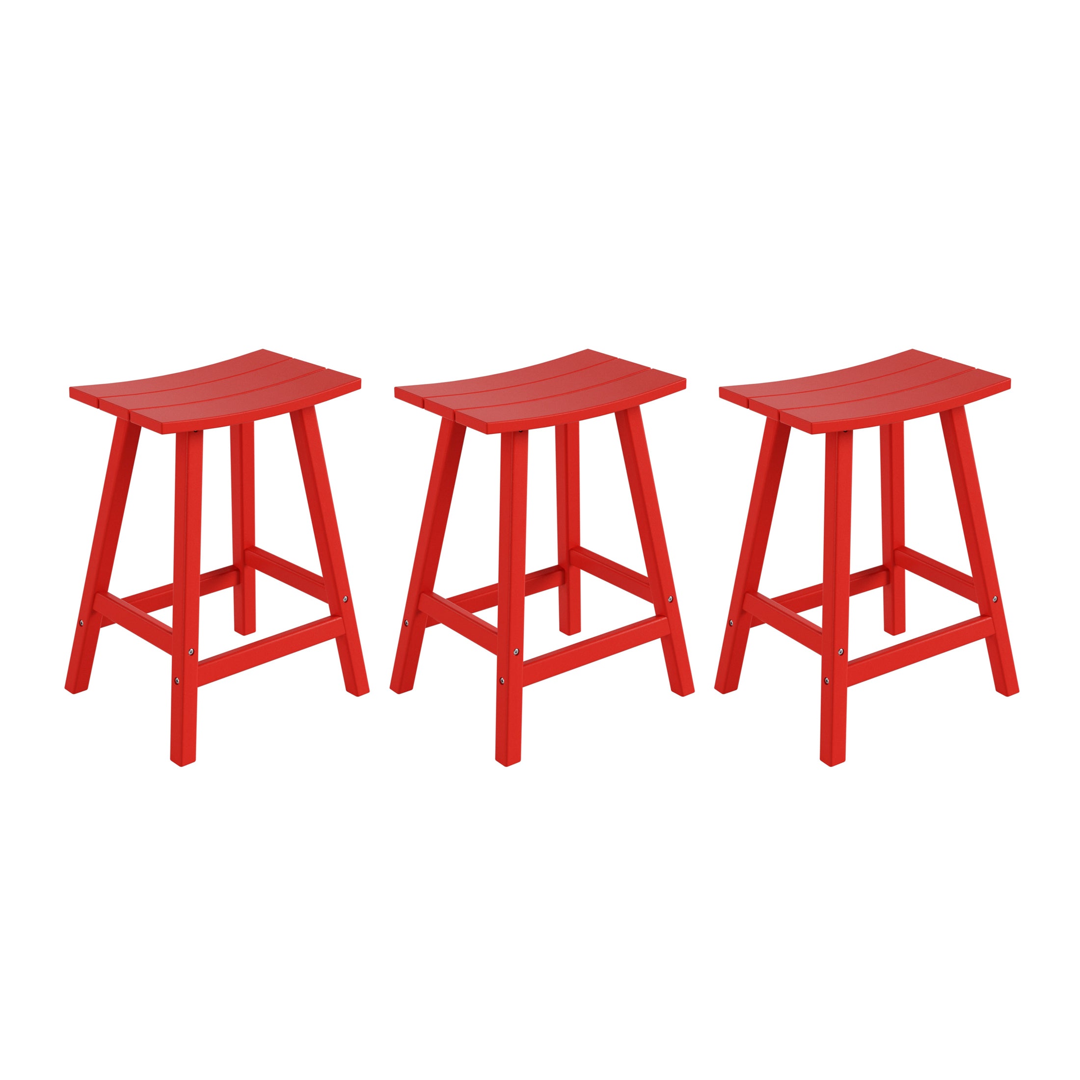 Paradise 24 Inch Counter High Saddle Stools (Set of 3)