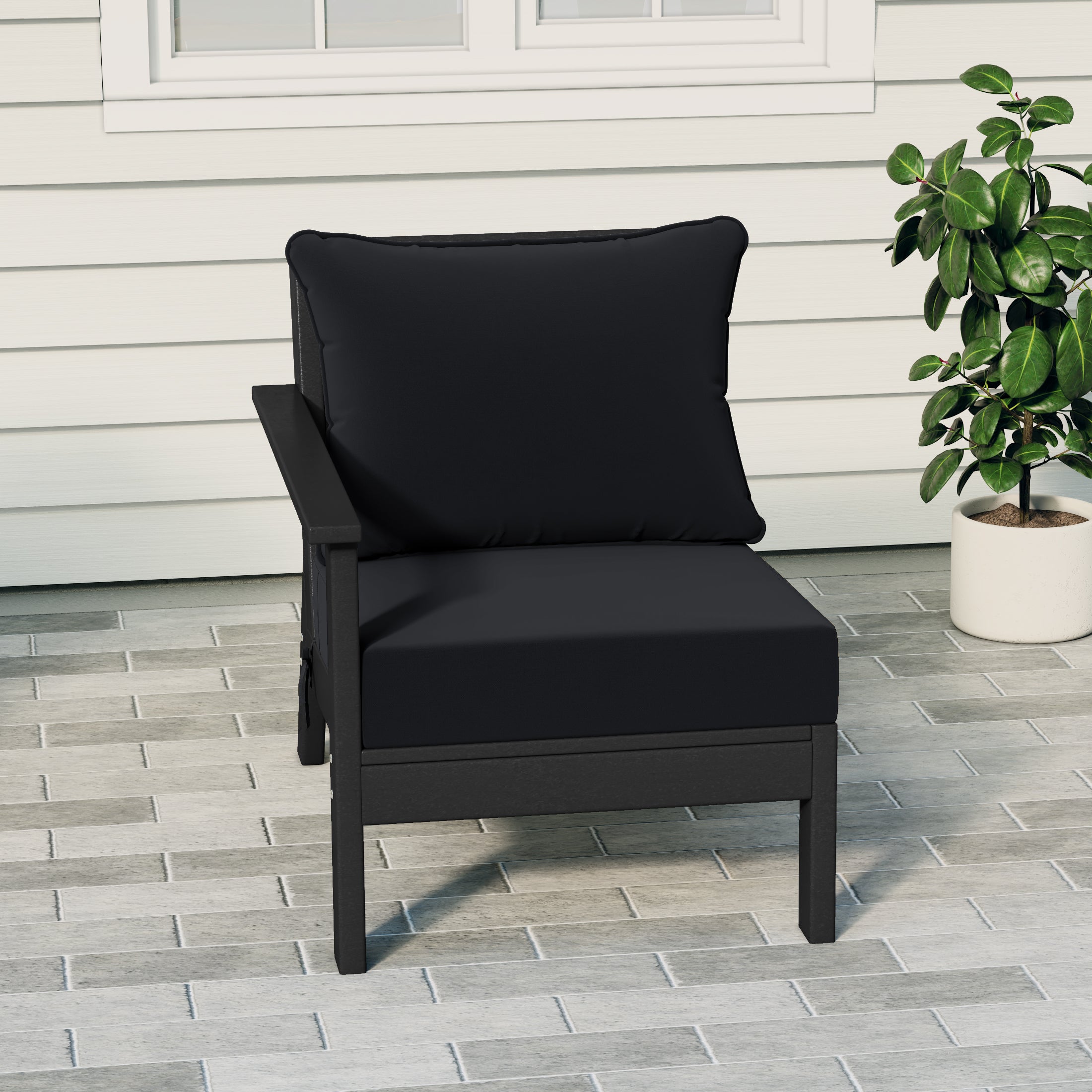Portsmouth Outdoor Patio HDPE Left Arm Sectional Corner Club Chair with Patio Cushions
