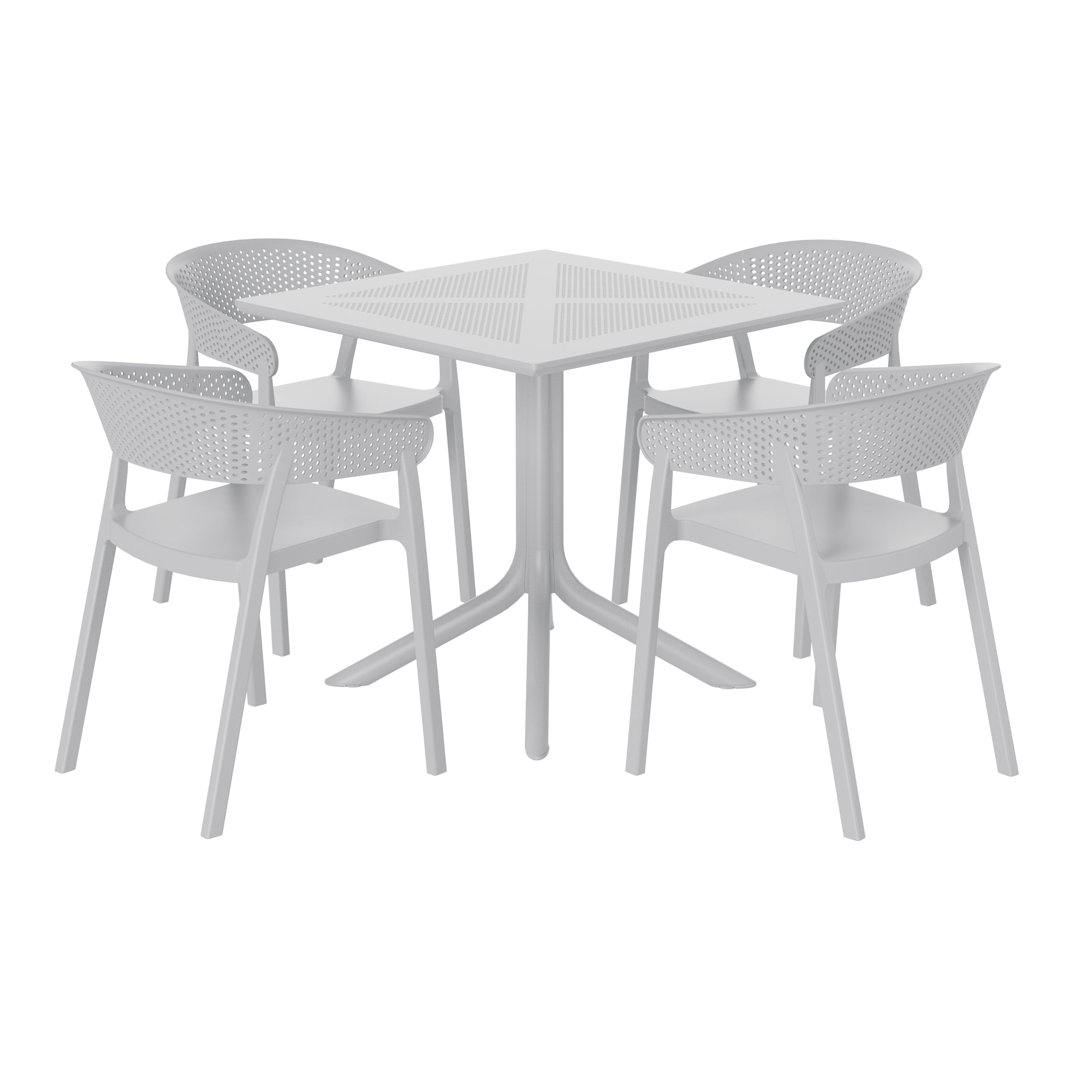 Sunshine 5-Piece Modern Patio Square Dining Table Set with Stackable Patio Dining Chairs