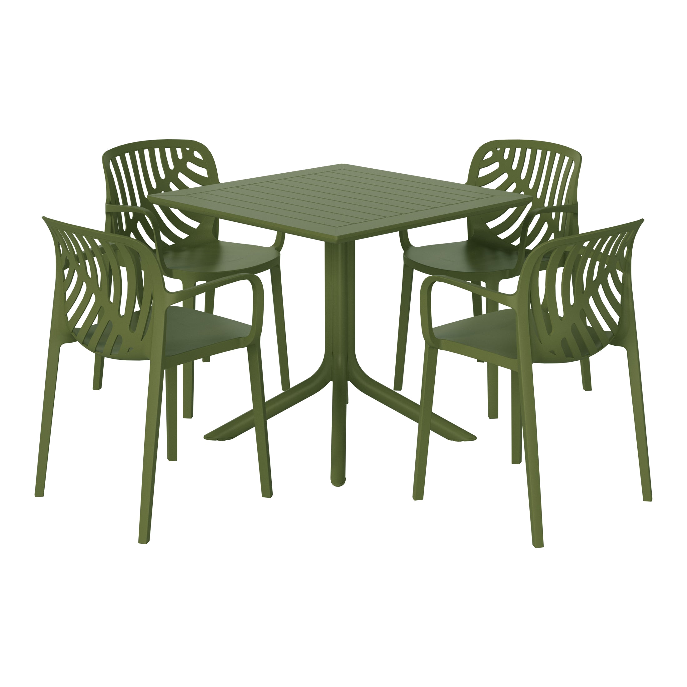 Sunshine 5-Piece Outdoor Square Patio Dining Table Set with Stackable Patio Dining Chairs