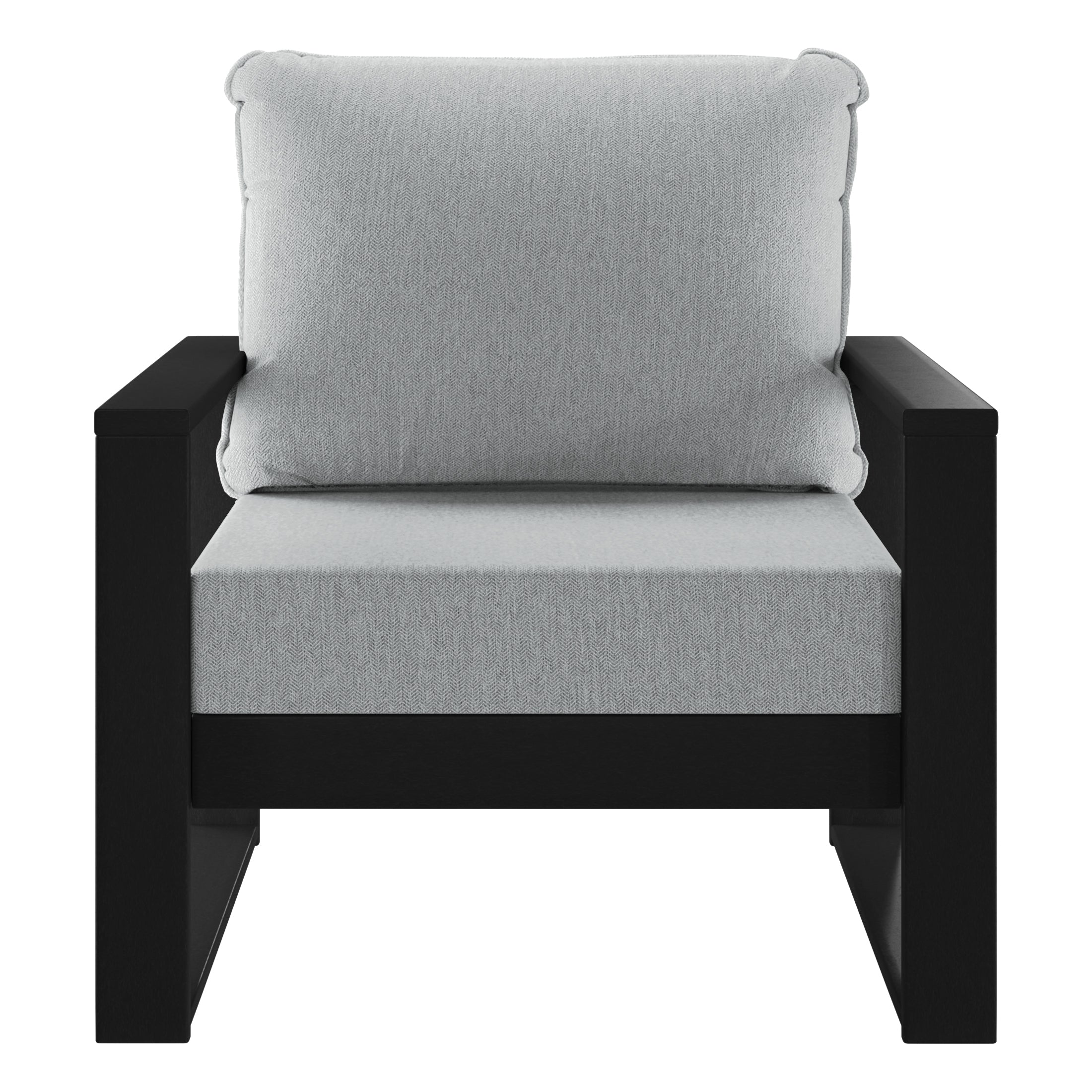 Rockaway Outdoor Modern HDPE Patio Club Chair with Waterproof Deep Seat Cushions