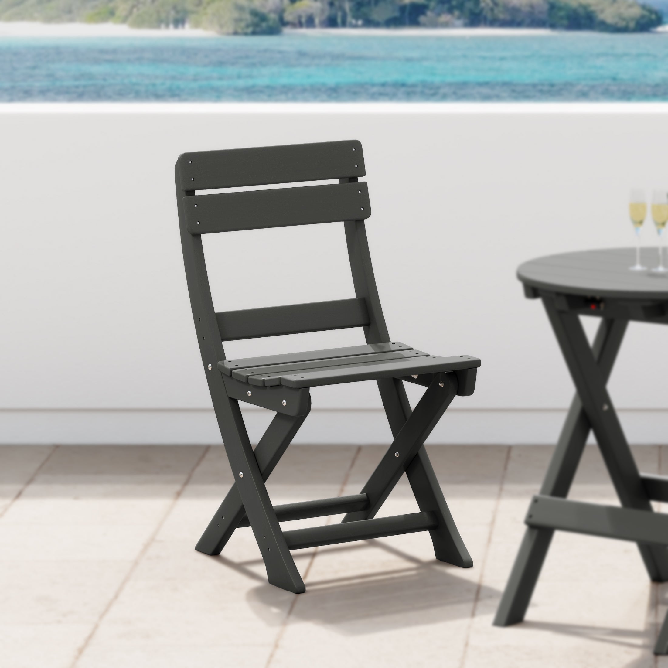 Paradise HDPE Outdoor Patio Modern Folding Dining Chair