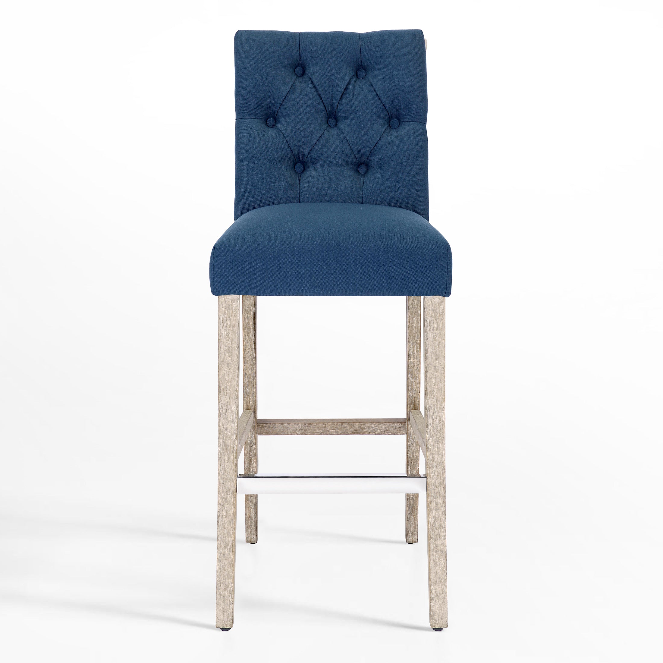 Bellmount 29" Linen Fabric Tufted Bar Stool,Antique Gray