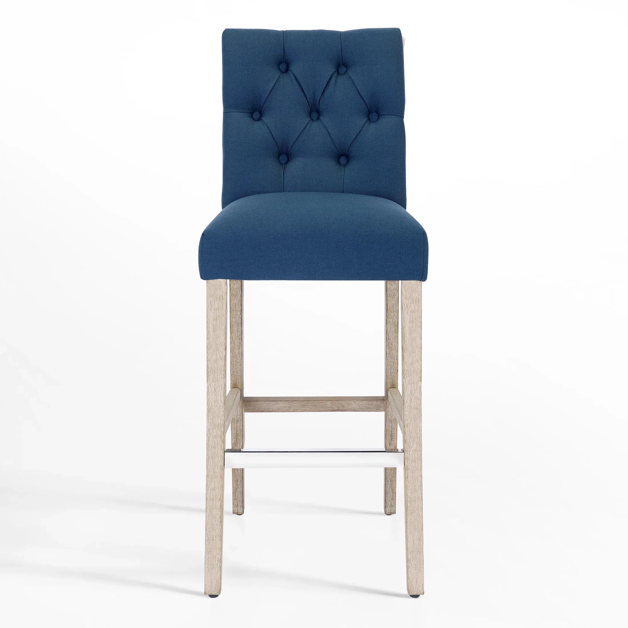 Bellmount 29" Linen Fabric Tufted Bar Stool,Antique Gray