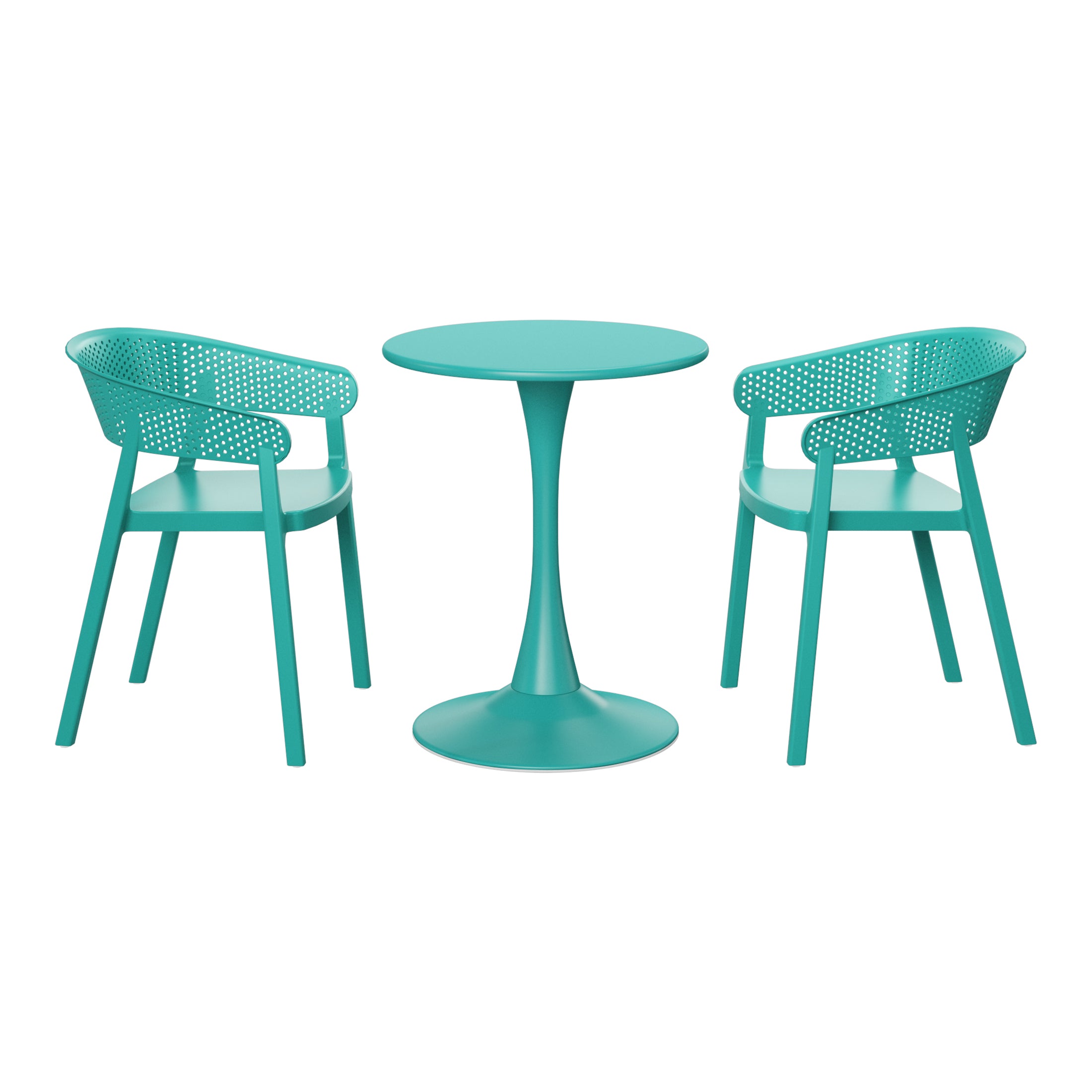 Sunshine 3-Piece Indoor Outdoor Metal Patio Dining Table Set With Stackable Patio Chairs
