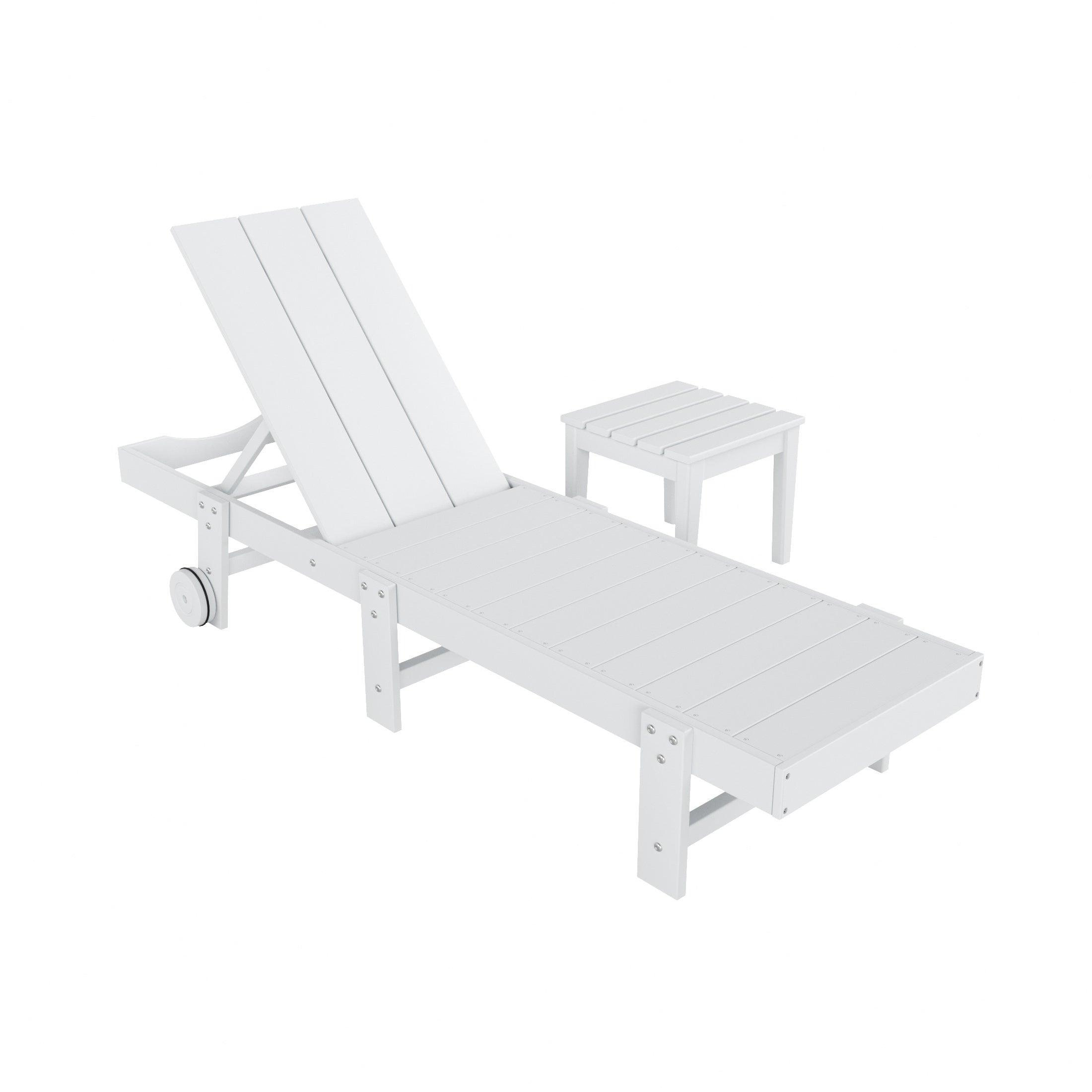 Palms 2 Piece Modern Poly Reclining Chaise Lounge With Wheels