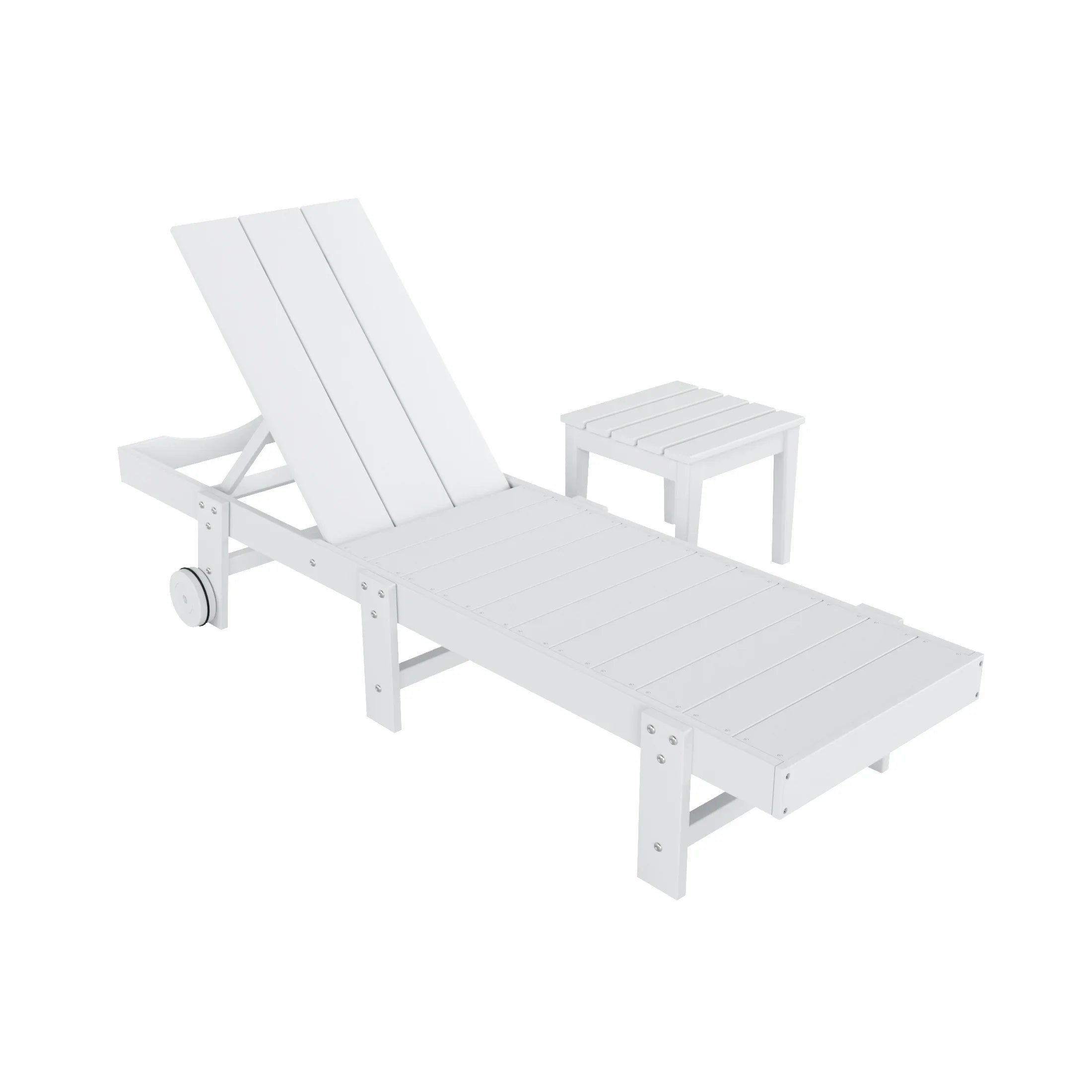 Palms 2 Piece Modern Poly Reclining Chaise Lounge With Wheels