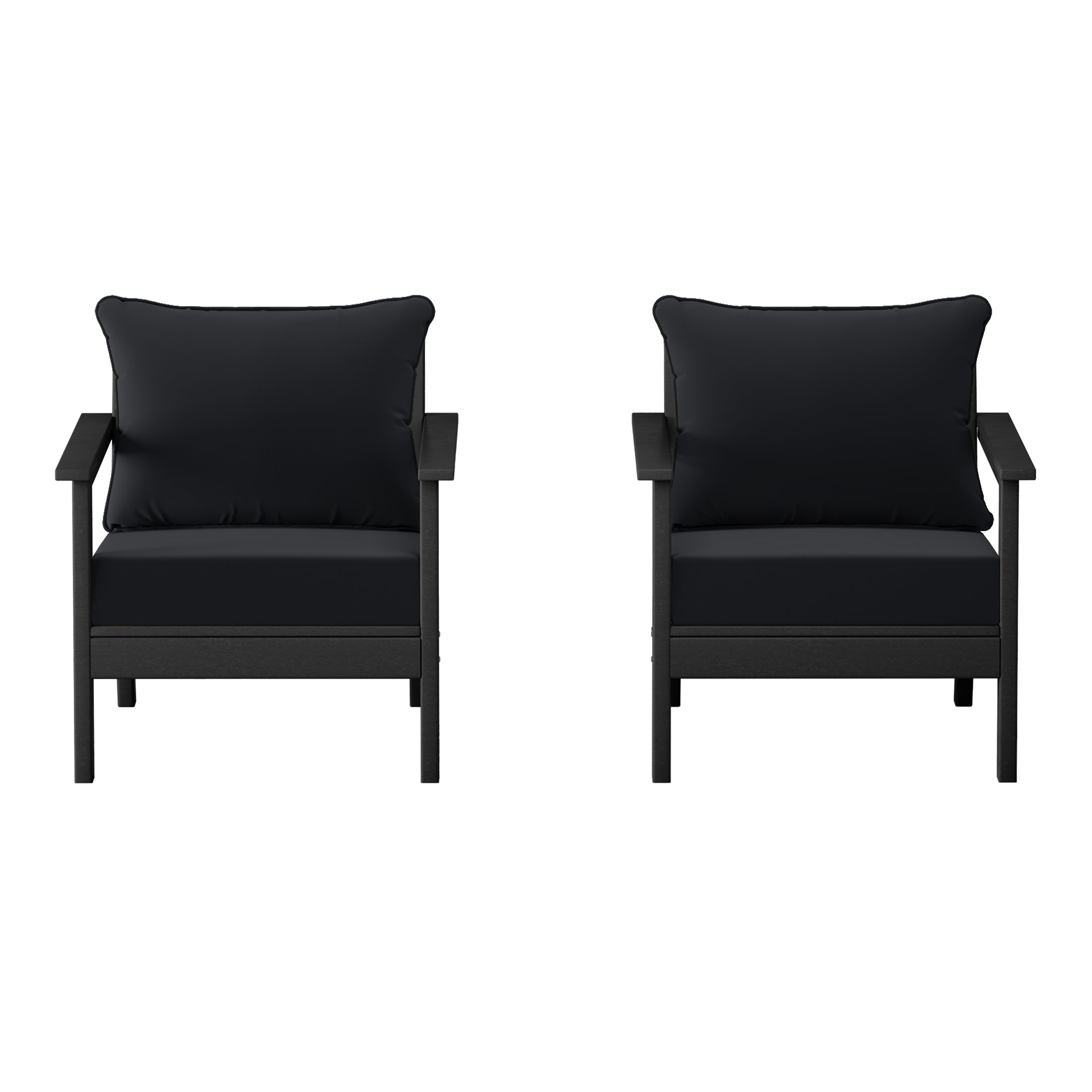 Portsmouth Outdoor Modern HDPE Patio Club Chairs with Deep Seat Cushions (Set of 2)