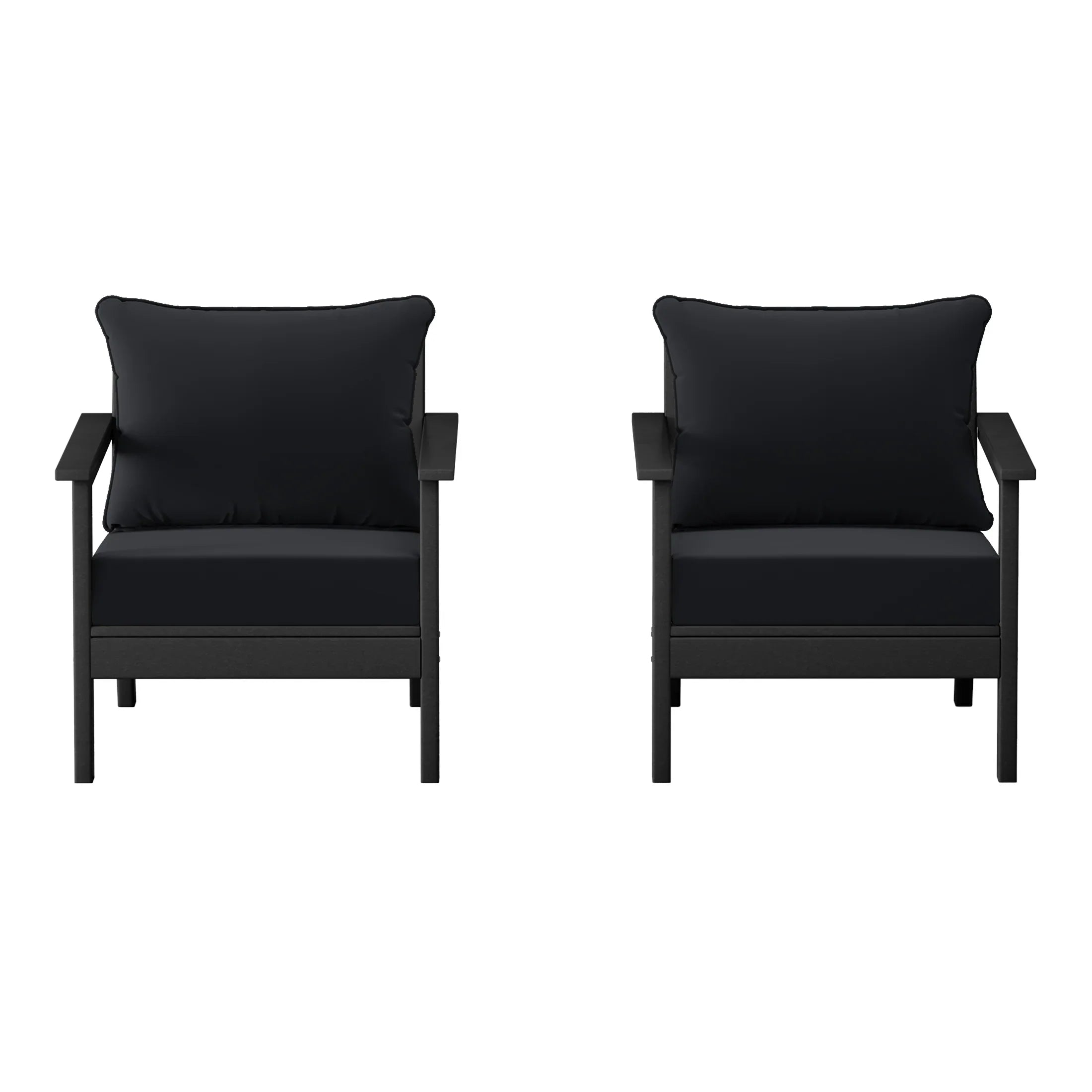 Portsmouth Outdoor Modern HDPE Patio Club Chairs with Deep Seat Cushions (Set of 2)