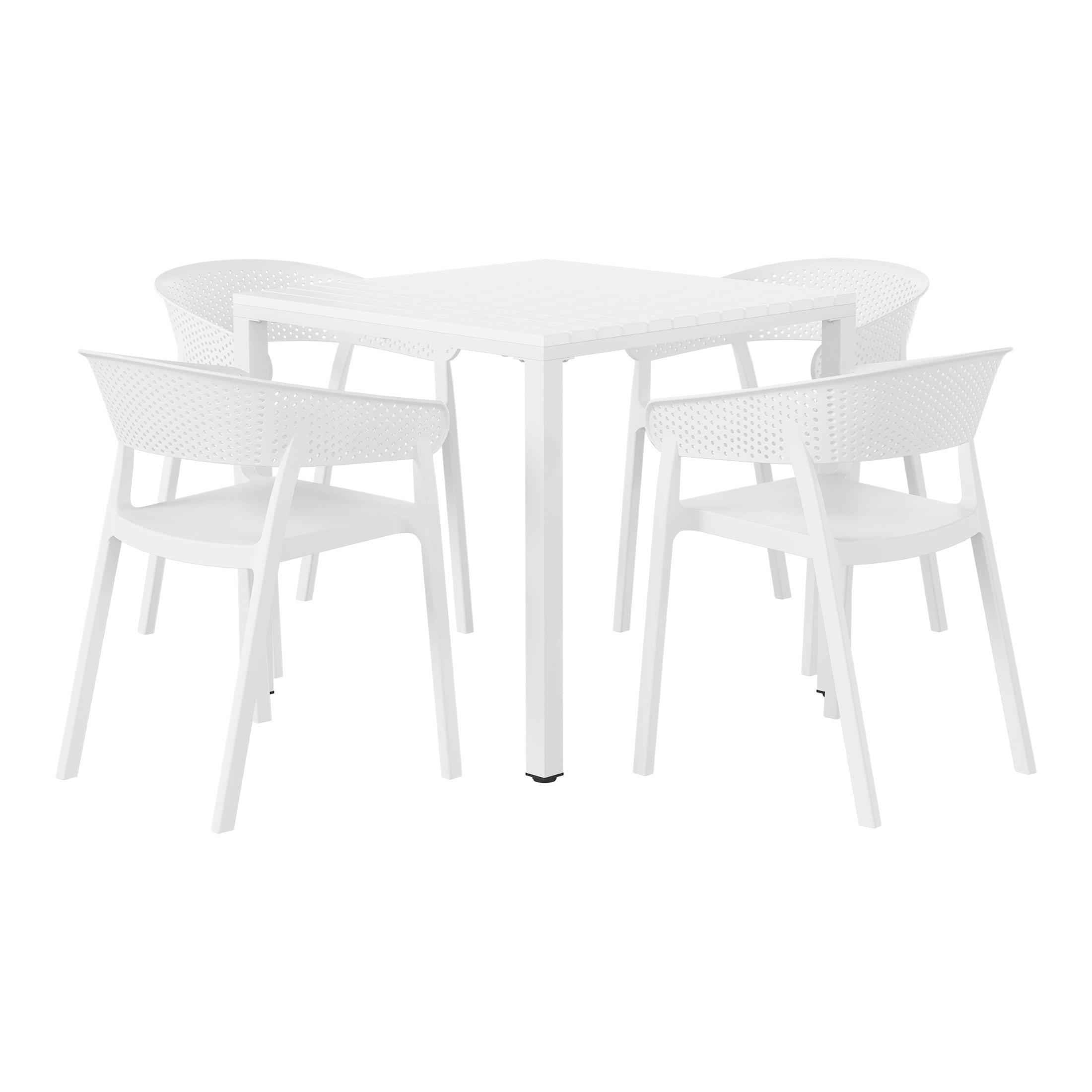 Sunshine 5-Piece Outdoor Metal Frame Square Dining Table Patio Set with Stackable Patio Dining Chairs