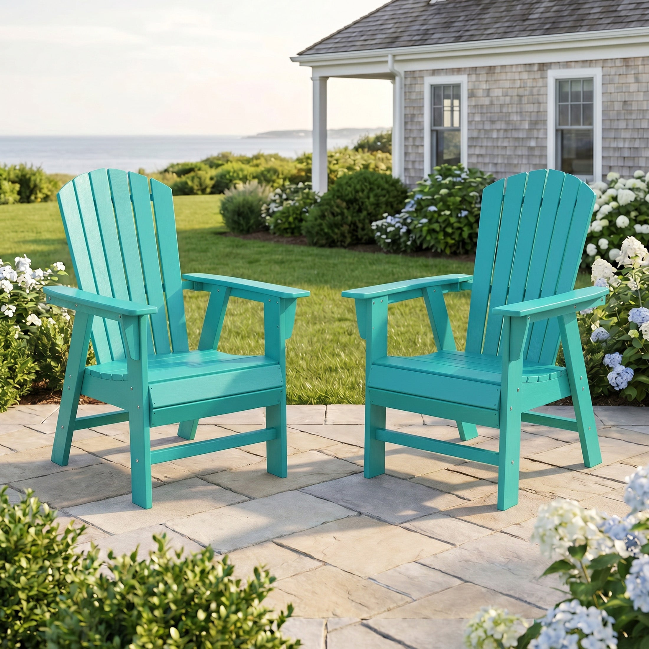 Portside Outdoor Modern HDPE Adirondack Patio Dining Chairs (Set of 2)
