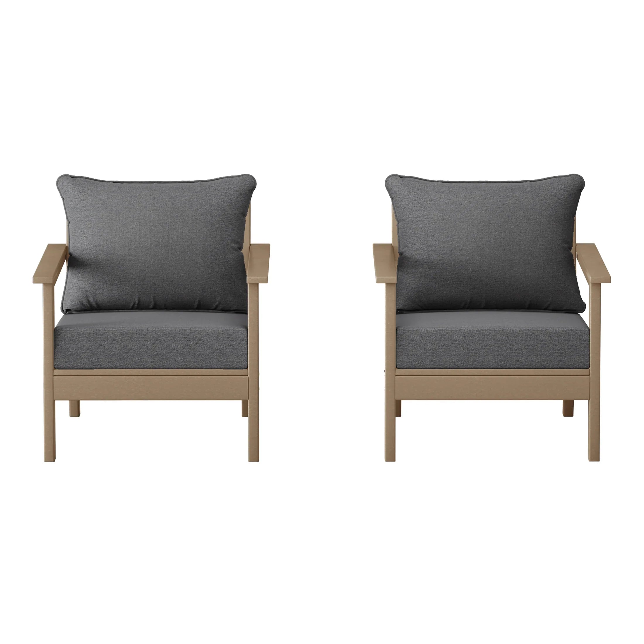 Portsmouth Outdoor Modern HDPE Patio Club Chairs with Deep Seat Cushions (Set of 2)