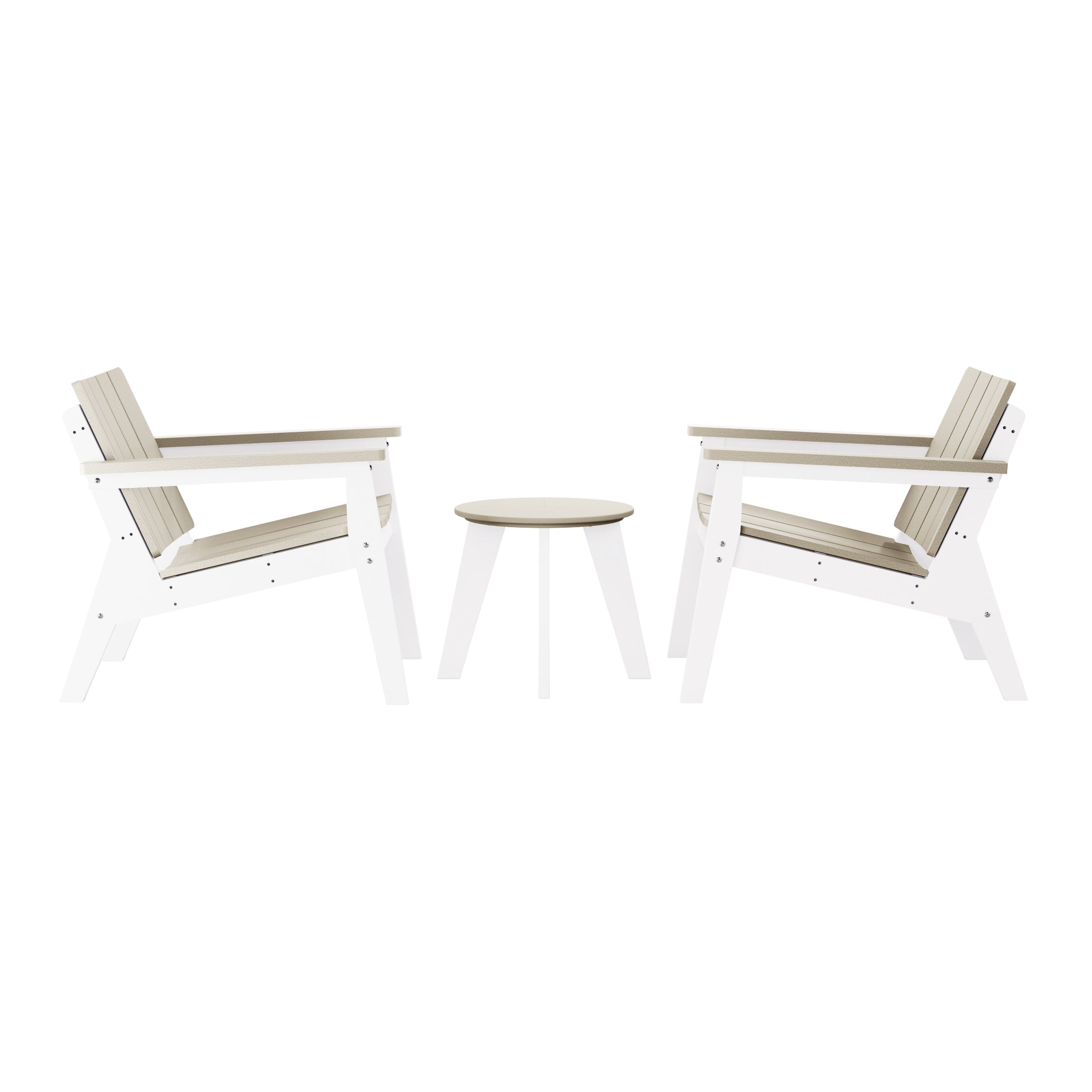 Seaside 3-Piece Outdoor HDPE Conversation Set with Deep Seating Chairs and Round Side Table